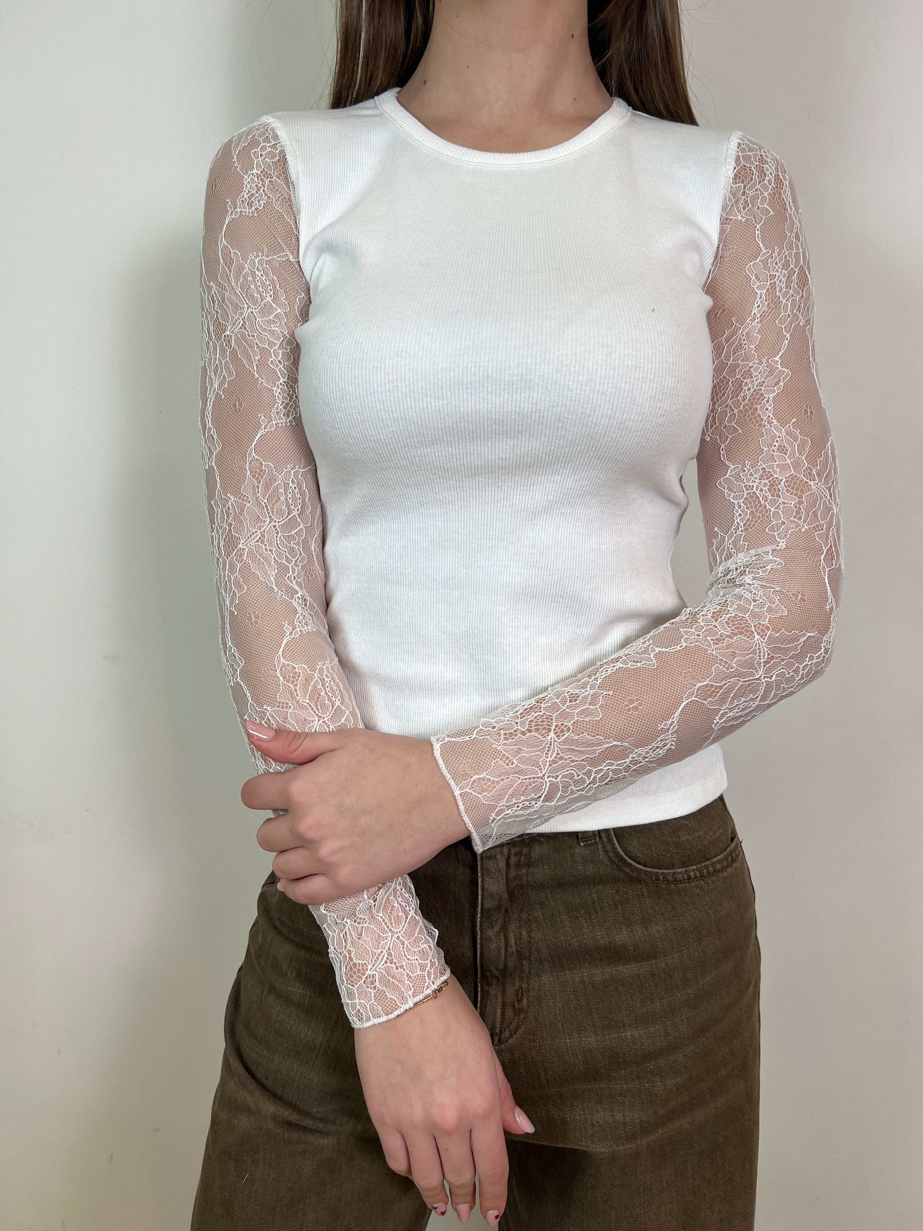 Maglia maniche e schiena pizzo - Haveone