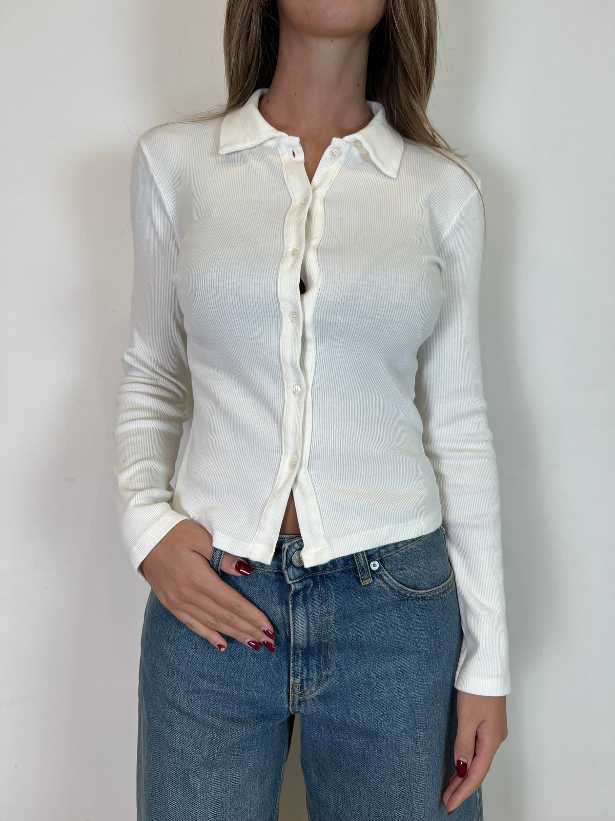 Cardigan costina con colletto - Vicolo