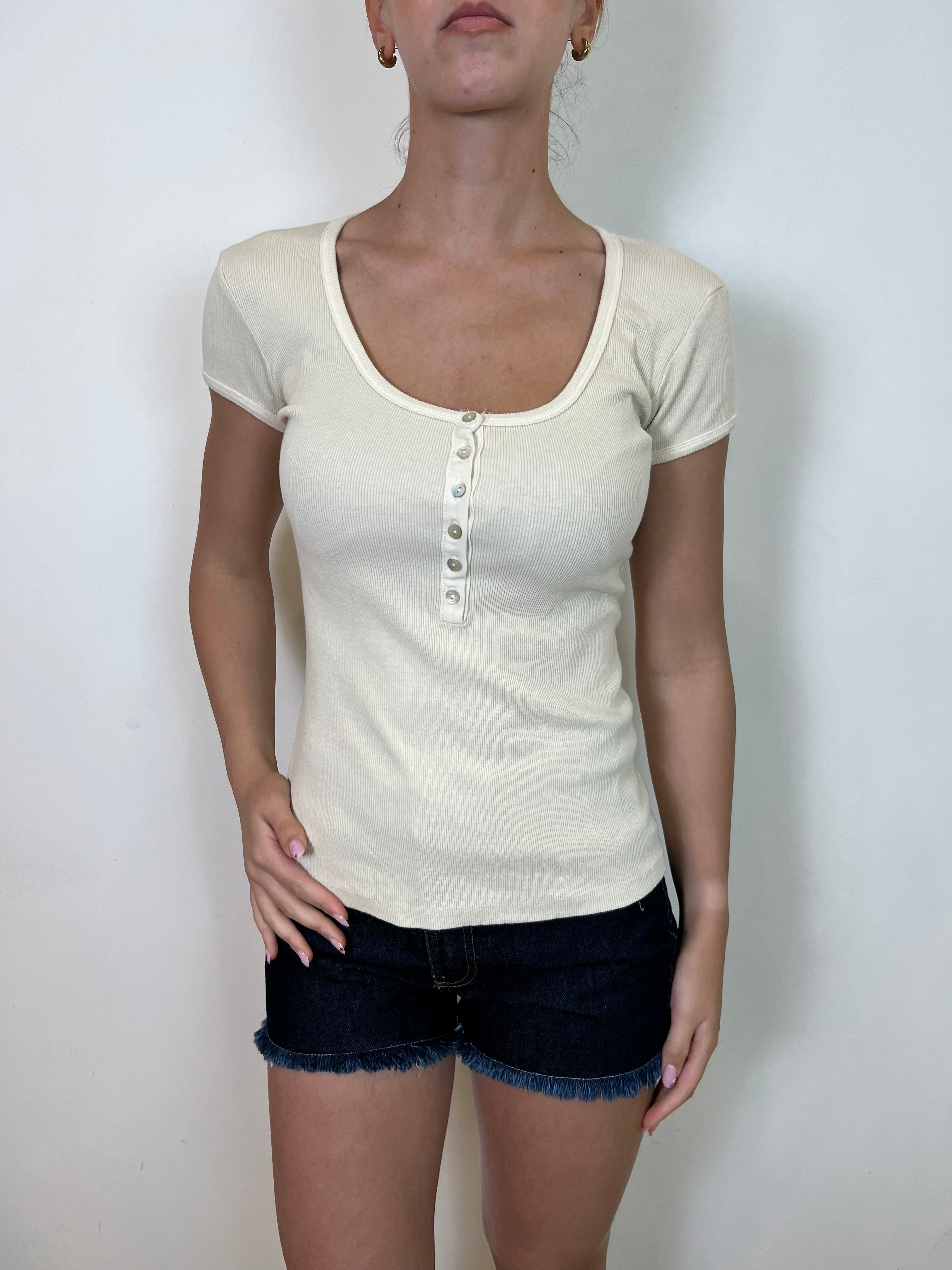 T-shirt costina serafino scollata - Tensione In