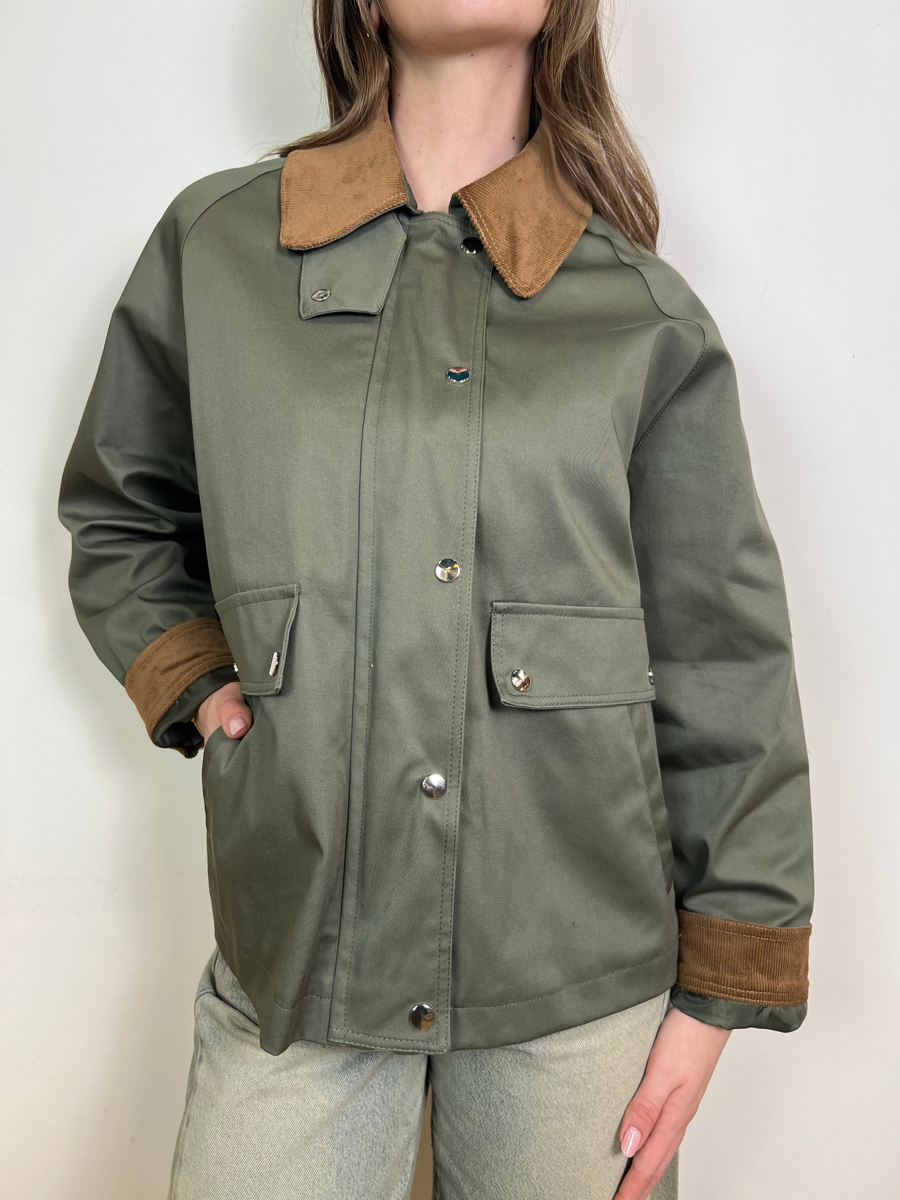 Giacca cotone colletto camoscio - Haveone