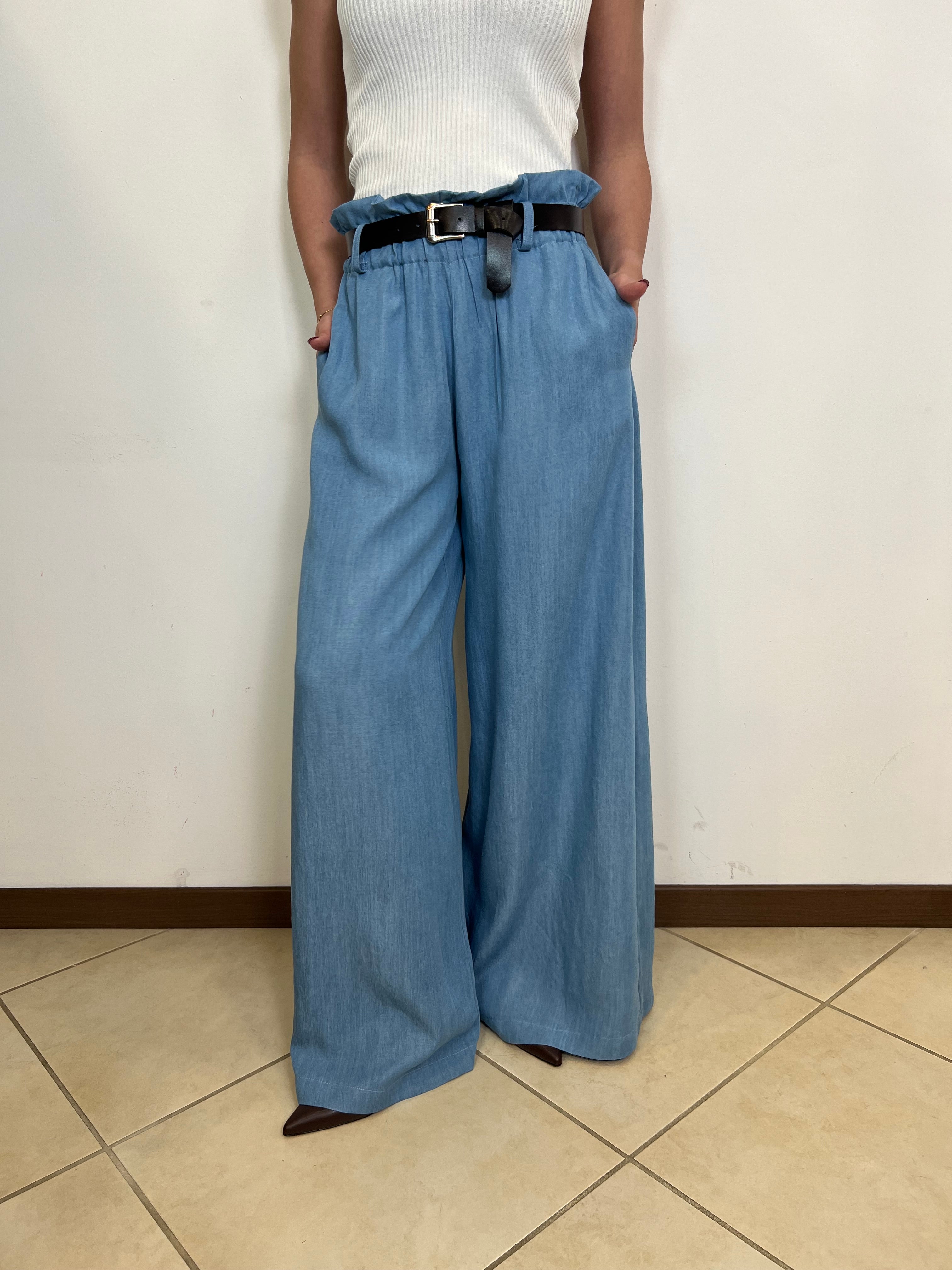 Pantalone largo chambray - Haveone