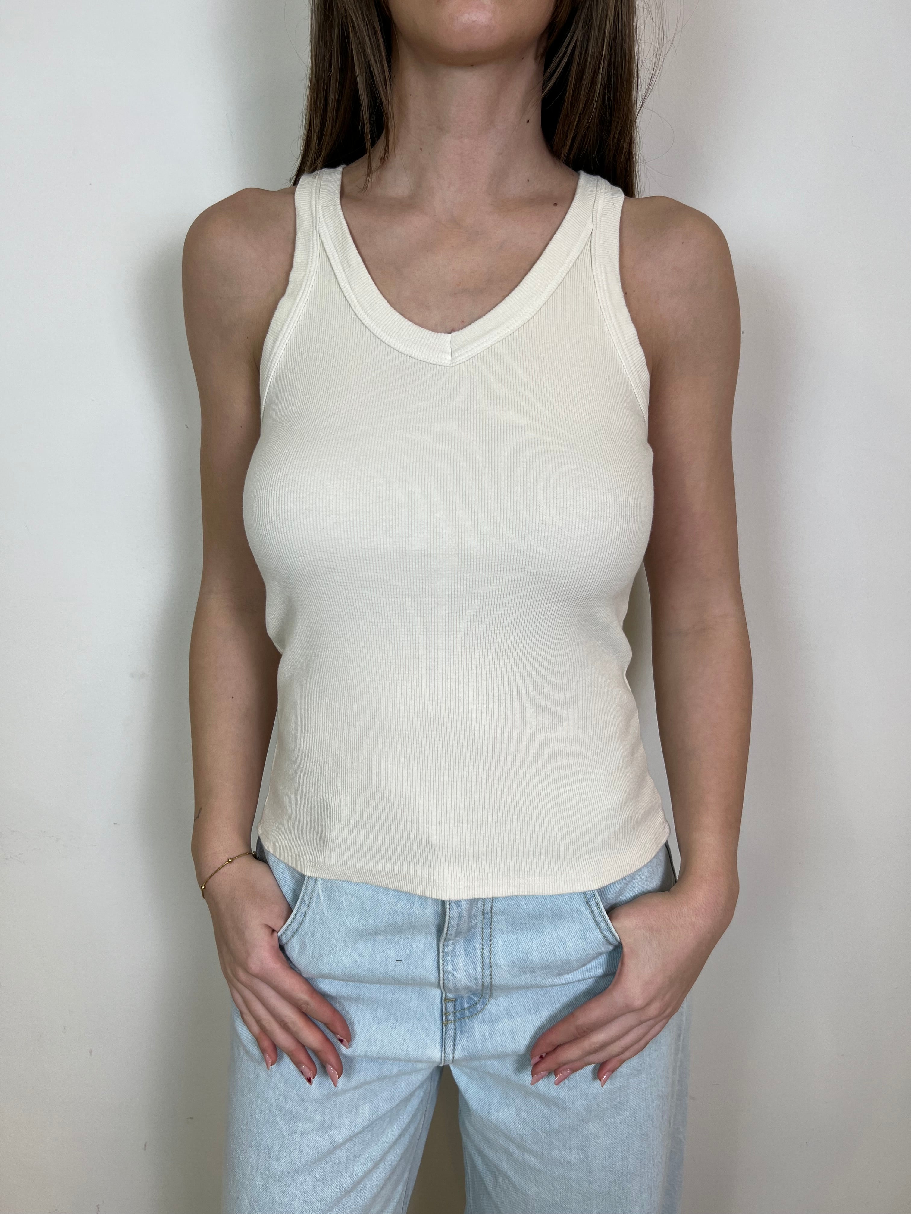 Canotta costina scollo V - Haveone