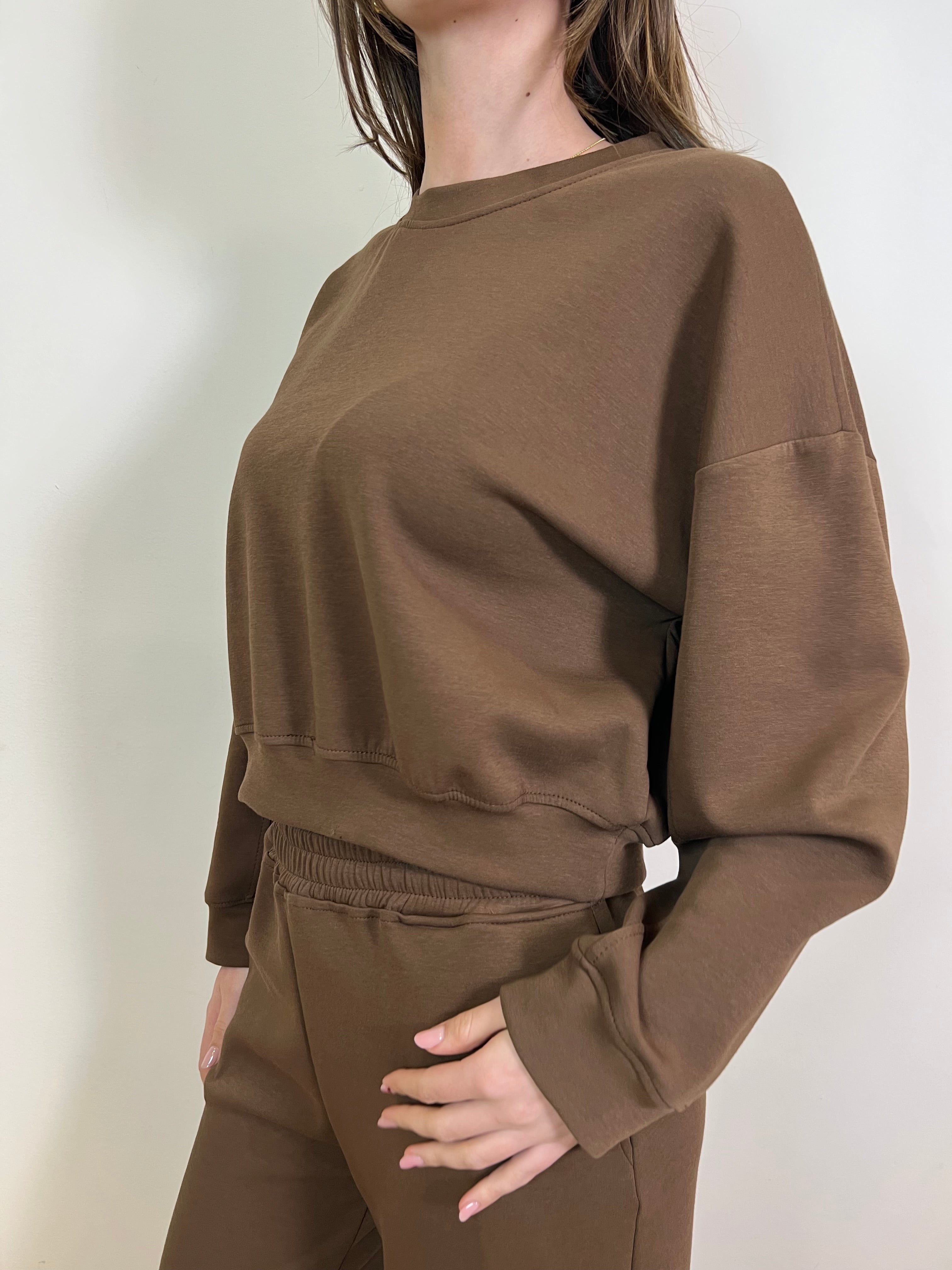 Felpa girocollo crop - Haveone