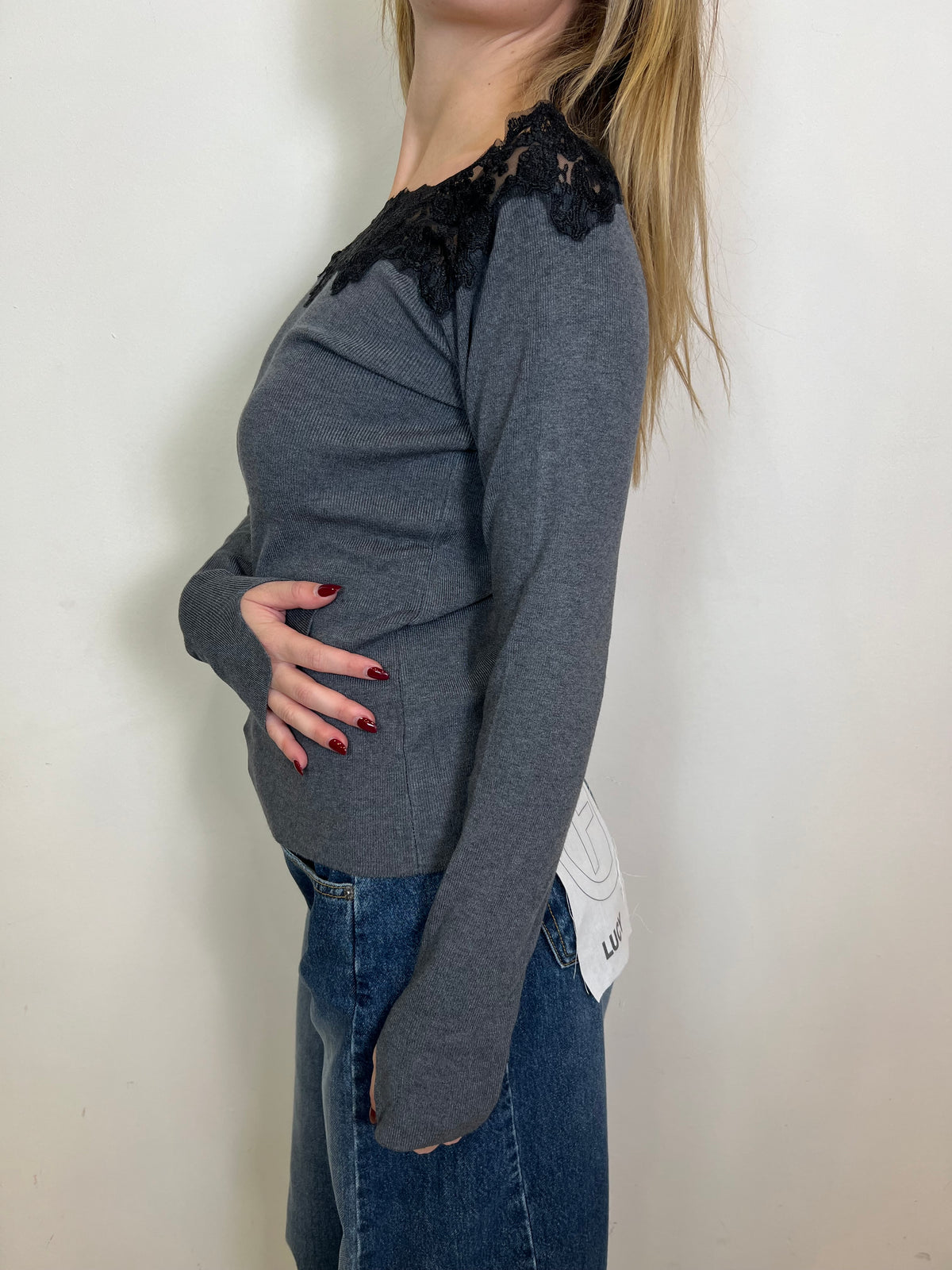 Maglia scollo pizzo a barca - Haveone
