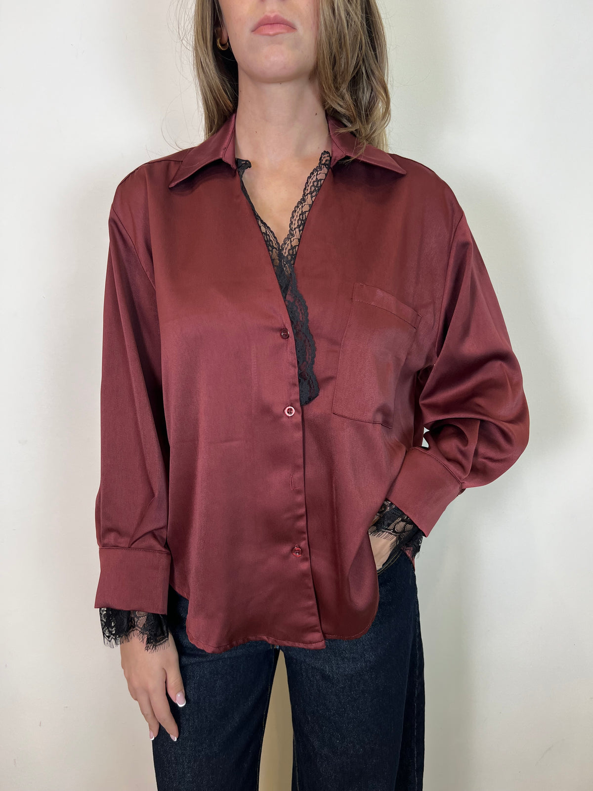 Camicia raso e pizzo - Haveone