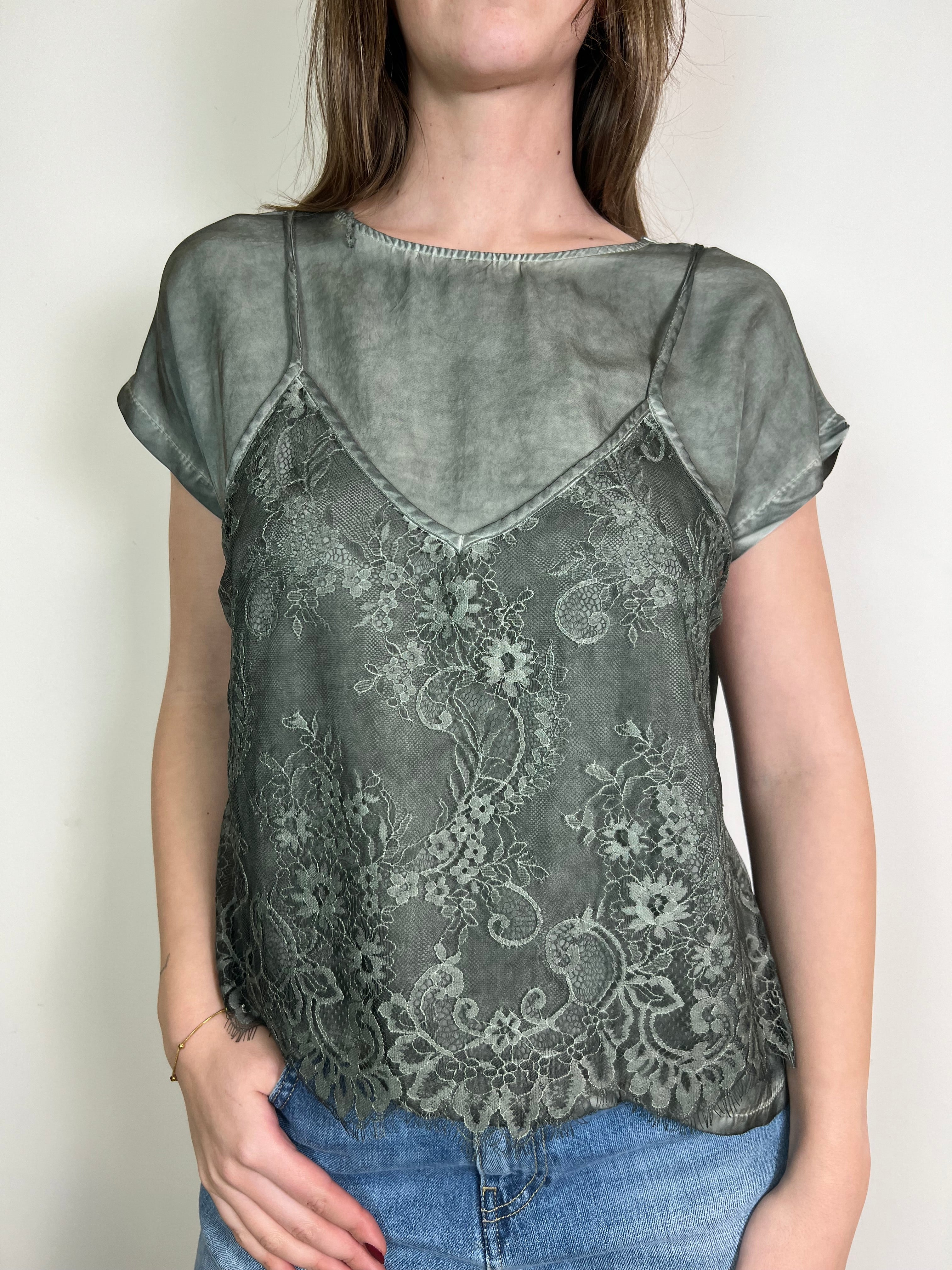 T-shirt con canotta pizzo - You Decide