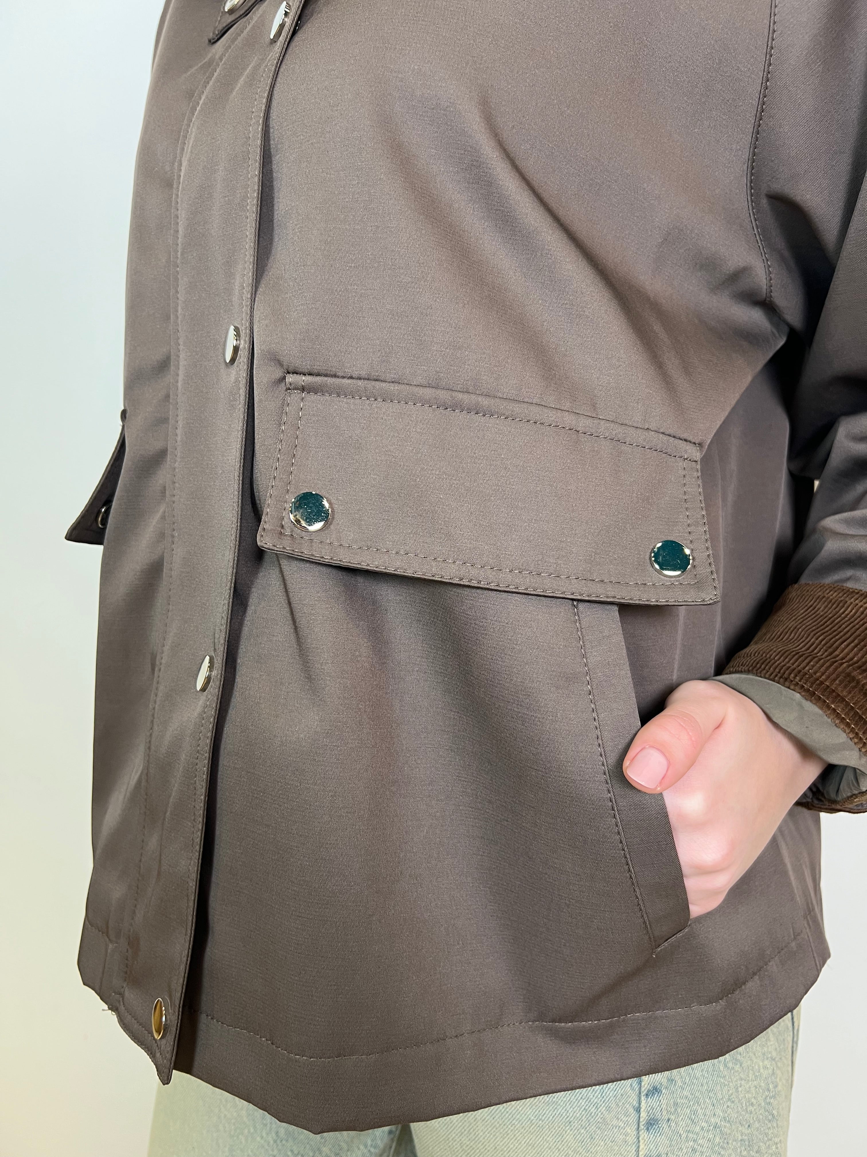 Giacca cotone colletto camoscio - Haveone
