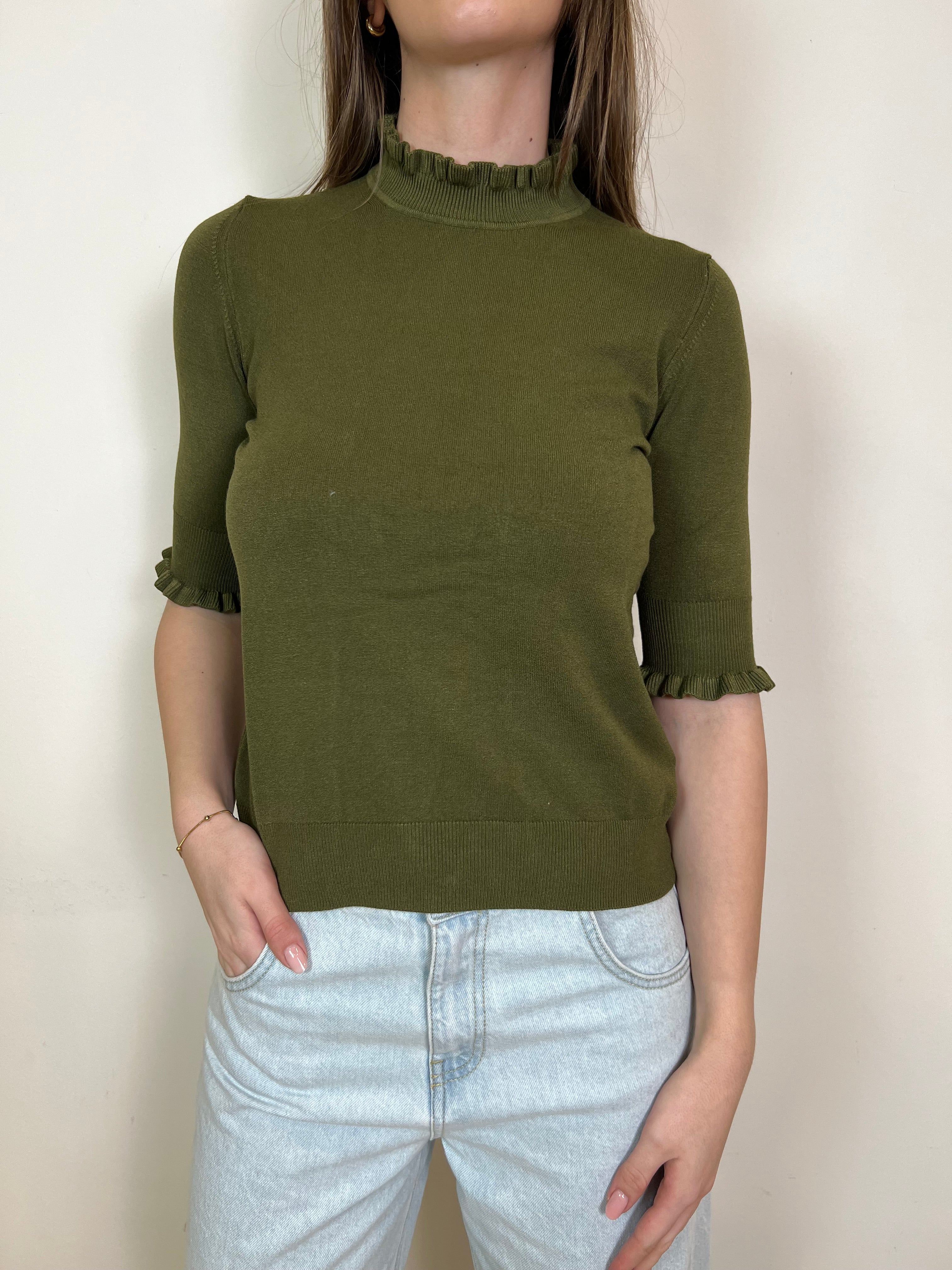 Maglia collo e maniche tre quarti rouches - Haveone