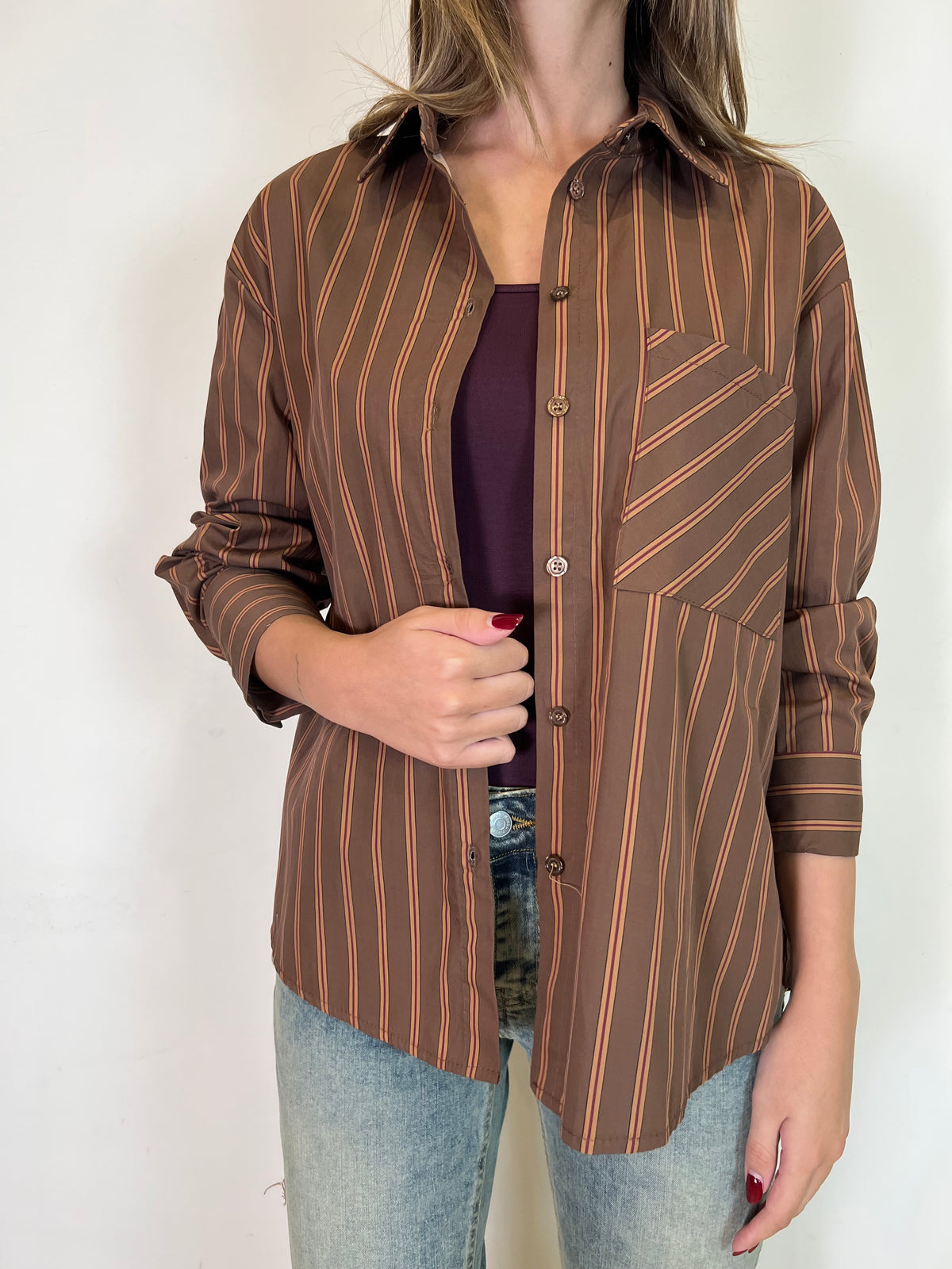 Camicia riga moro bordeaux - Haveone