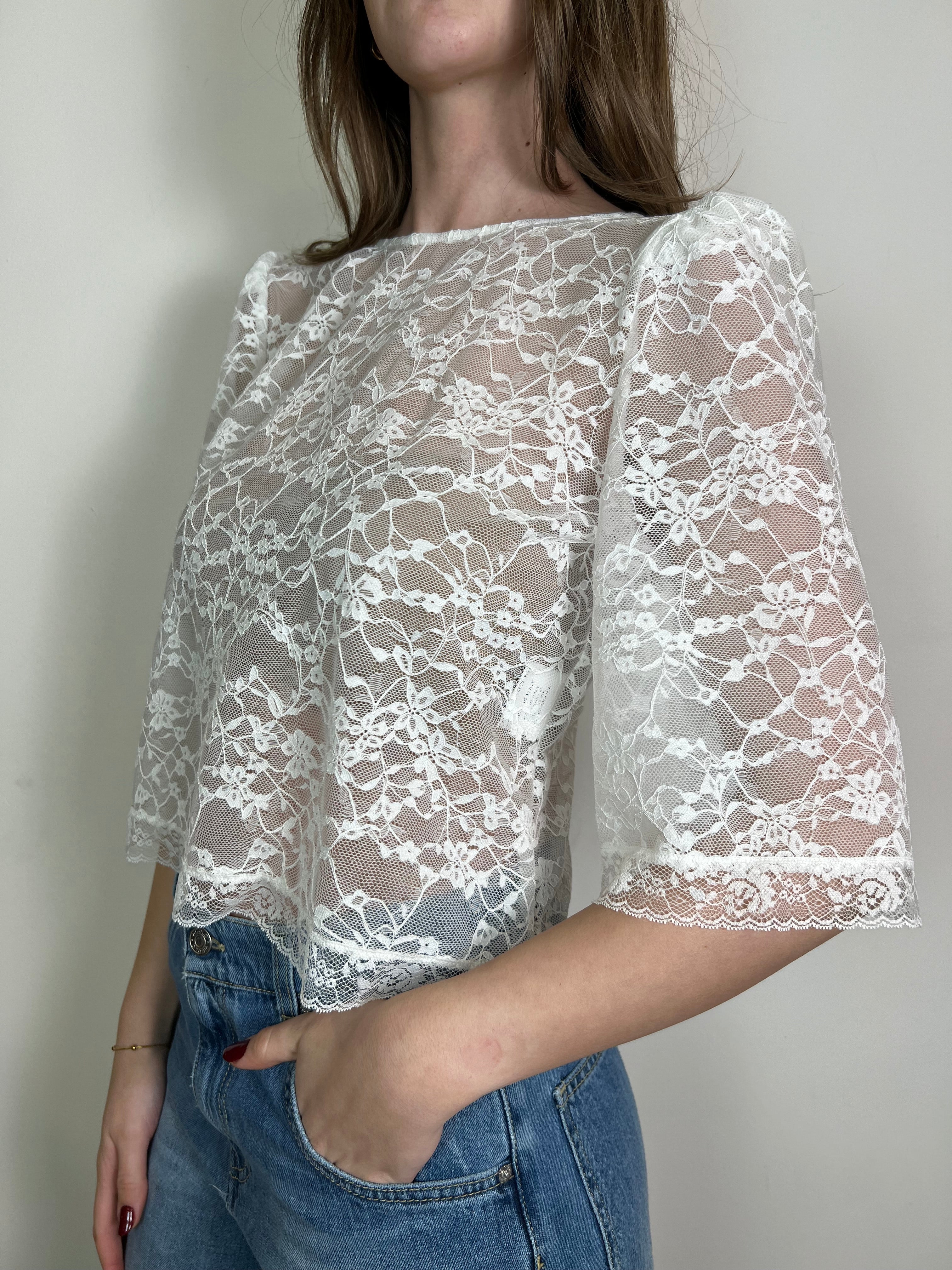 Blusa pizzo sbuffo - Haveone