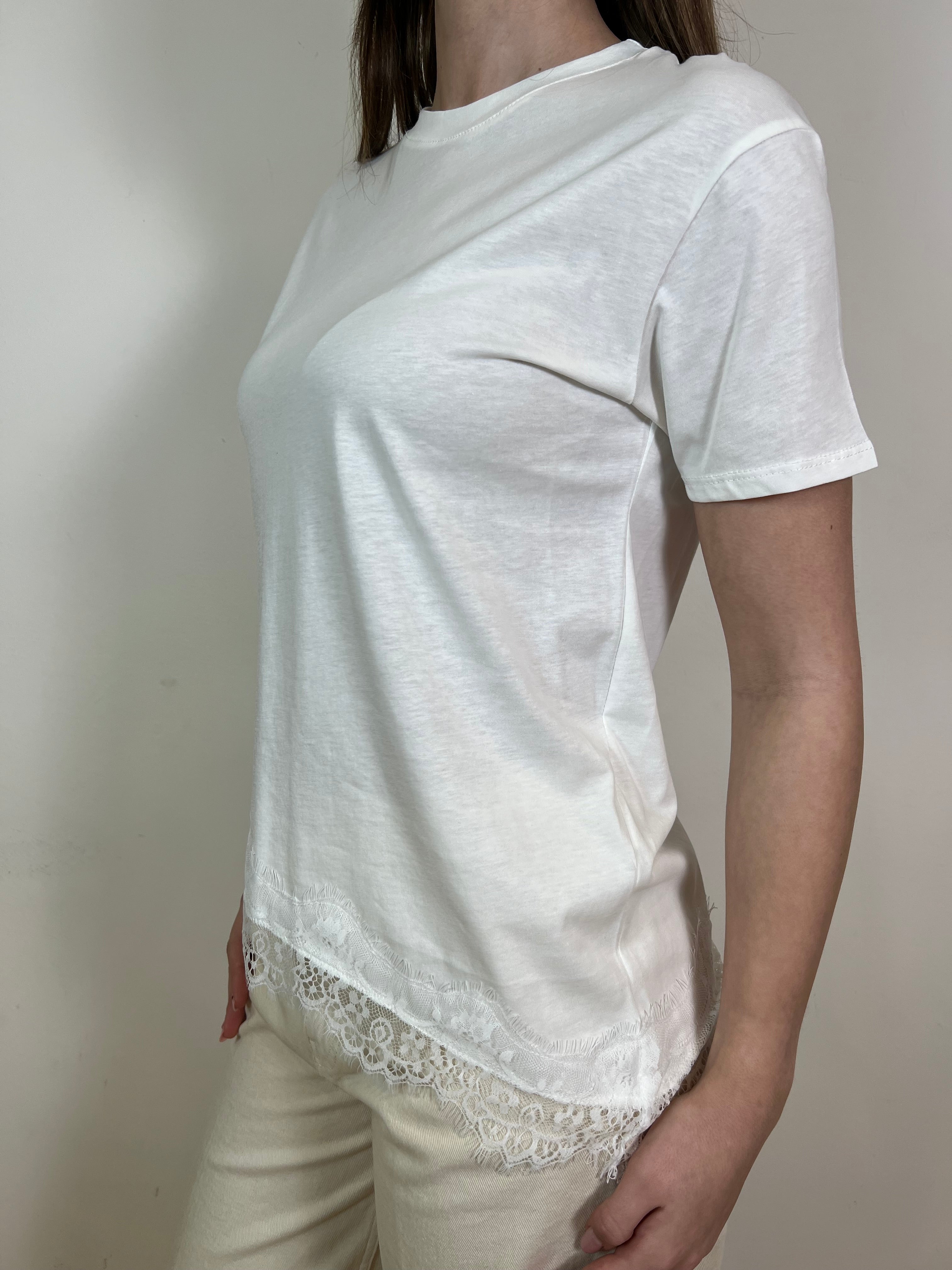 T-shirt asimmetrica fondo pizzo - Haveone