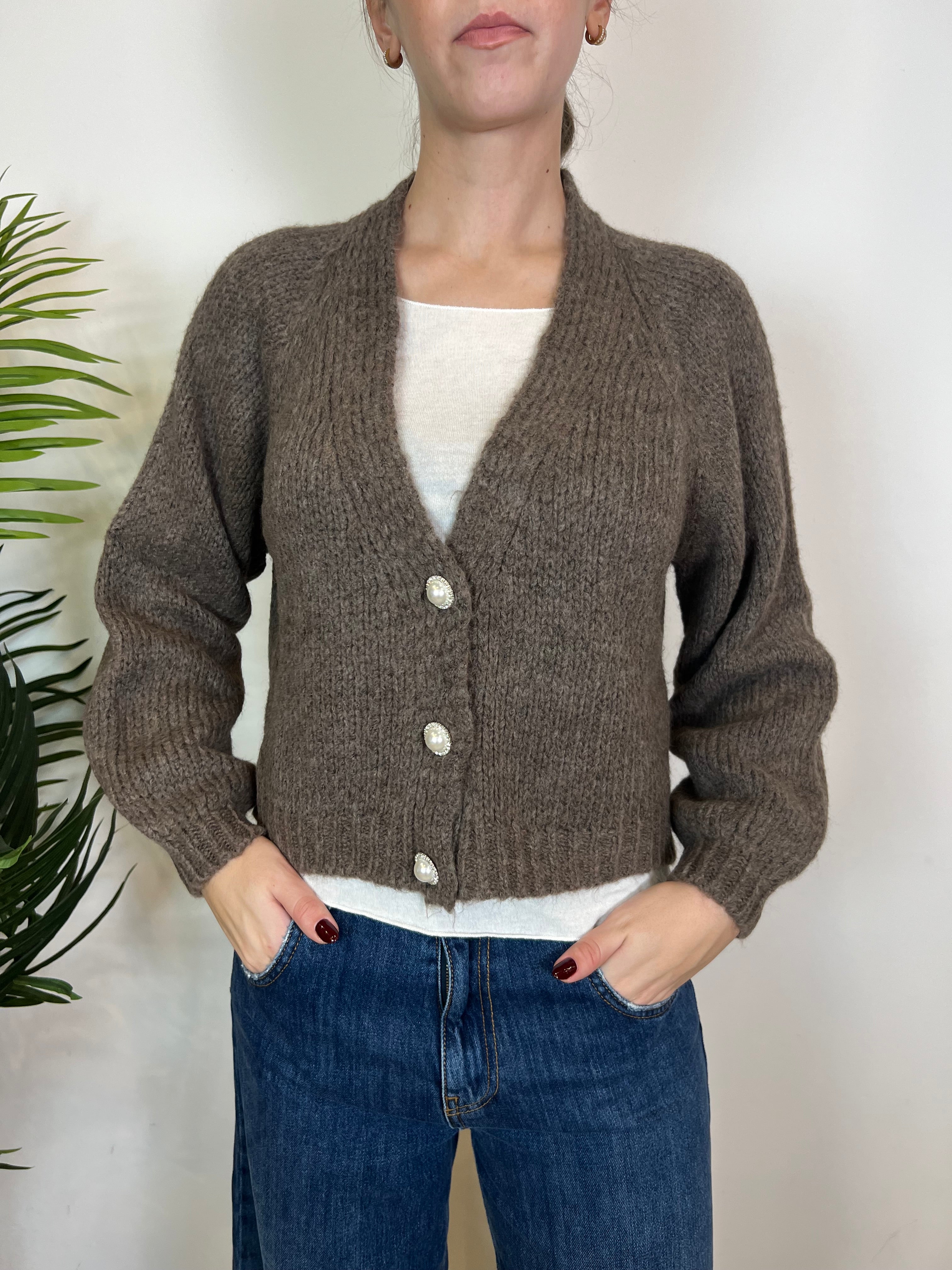 Cardigan bottone gioiello - Haveone