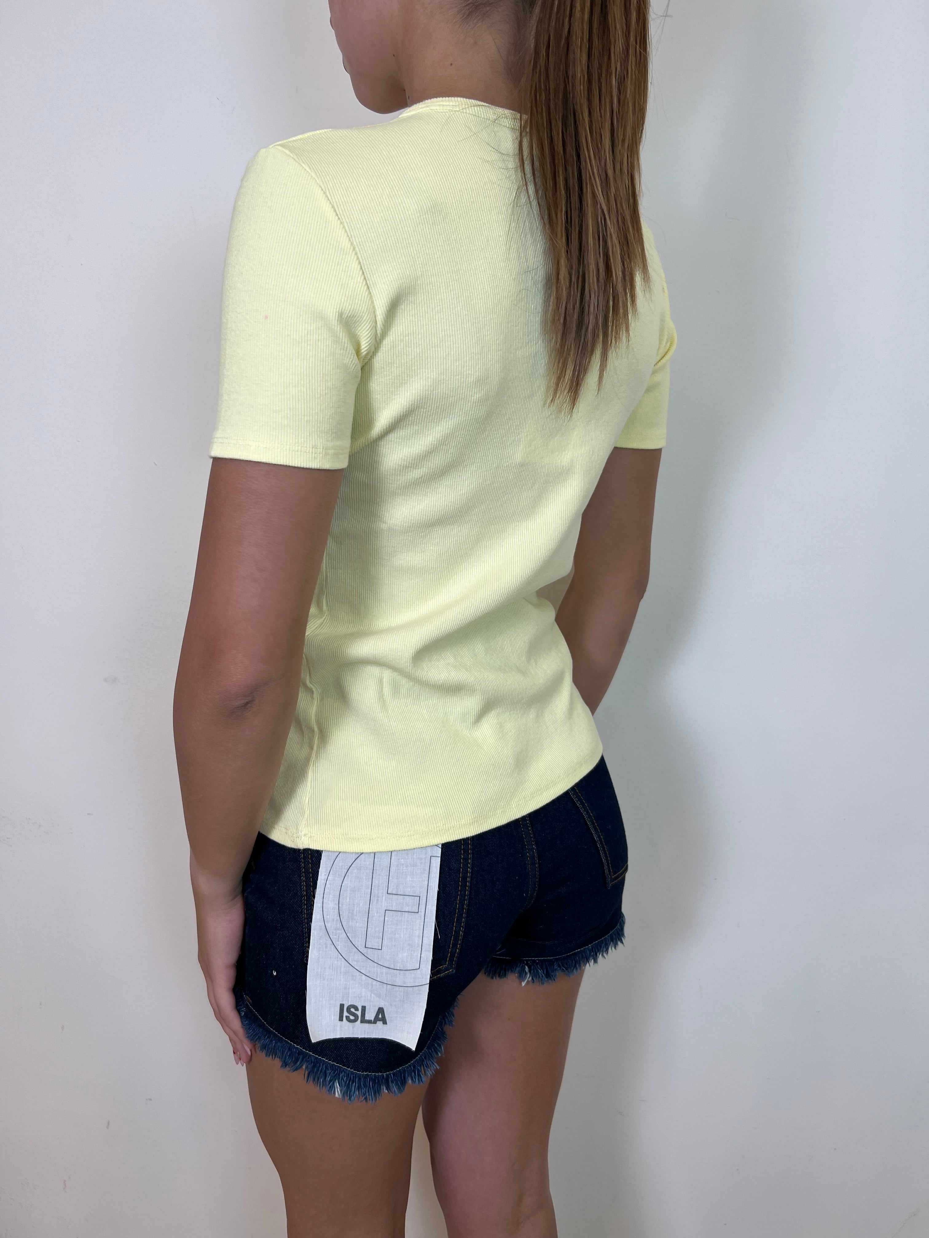 T-shirt serafino costina girocollo - Tensione In