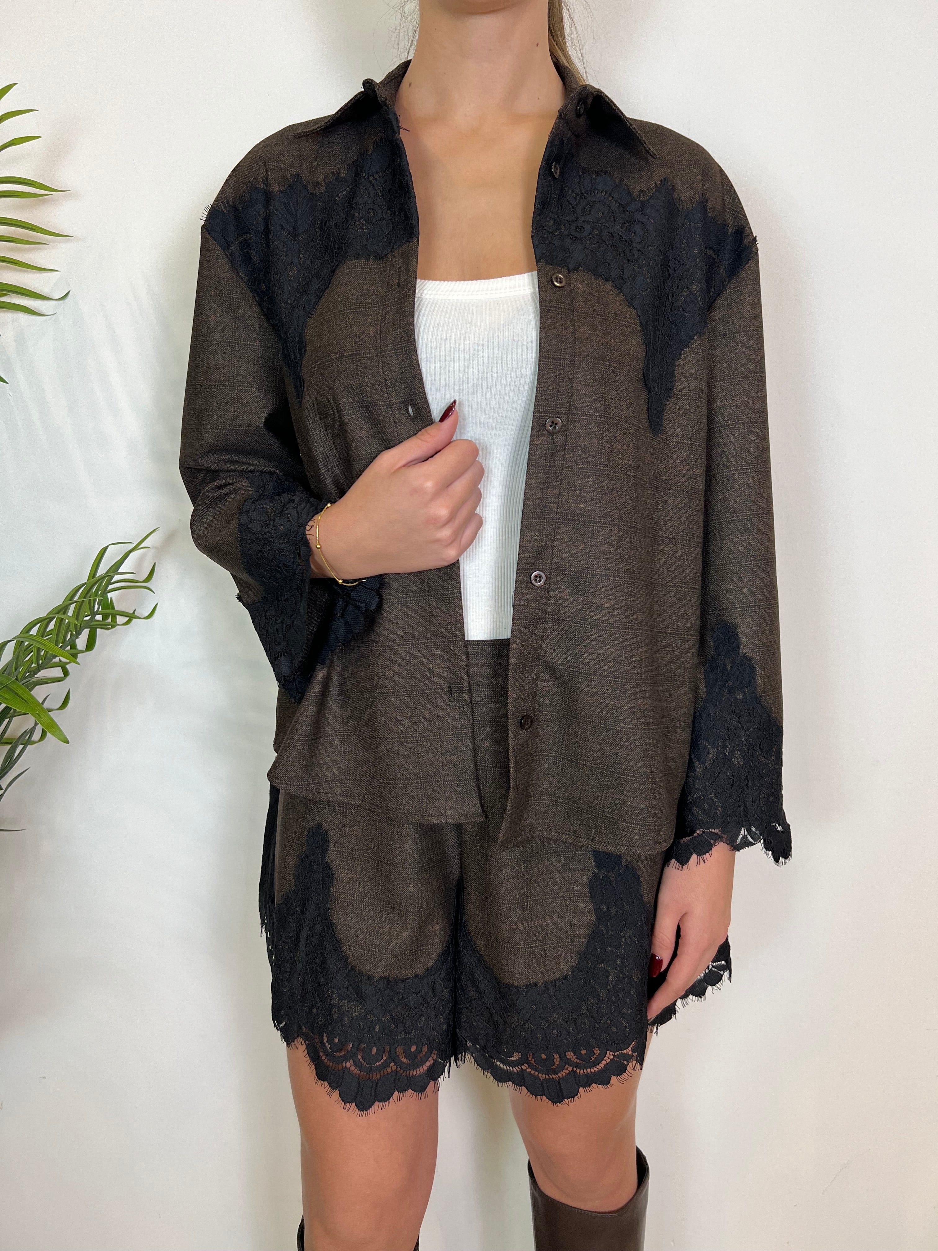 Camicia check inserti pizzo - Haveone