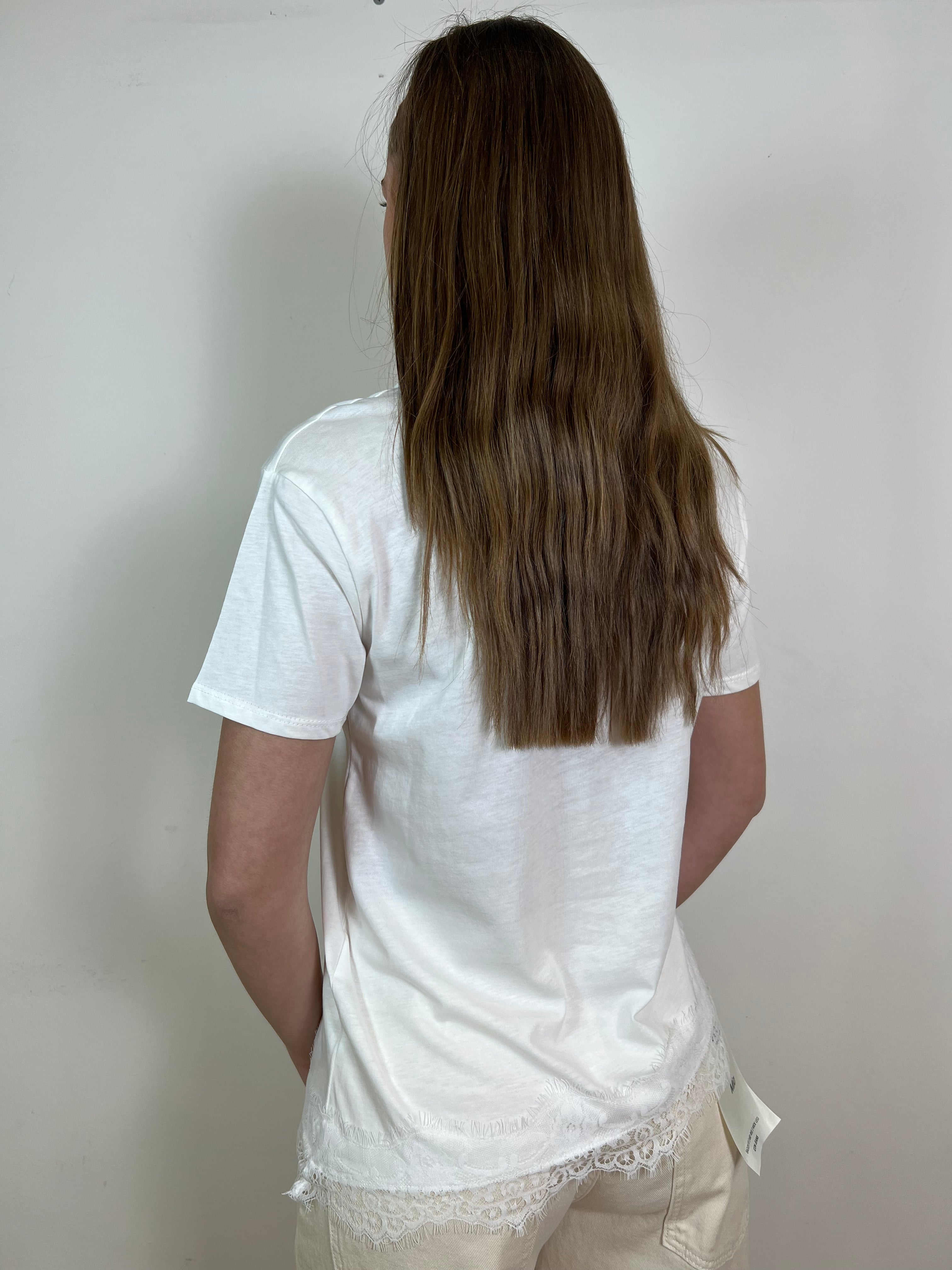 T-shirt asimmetrica fondo pizzo - Haveone