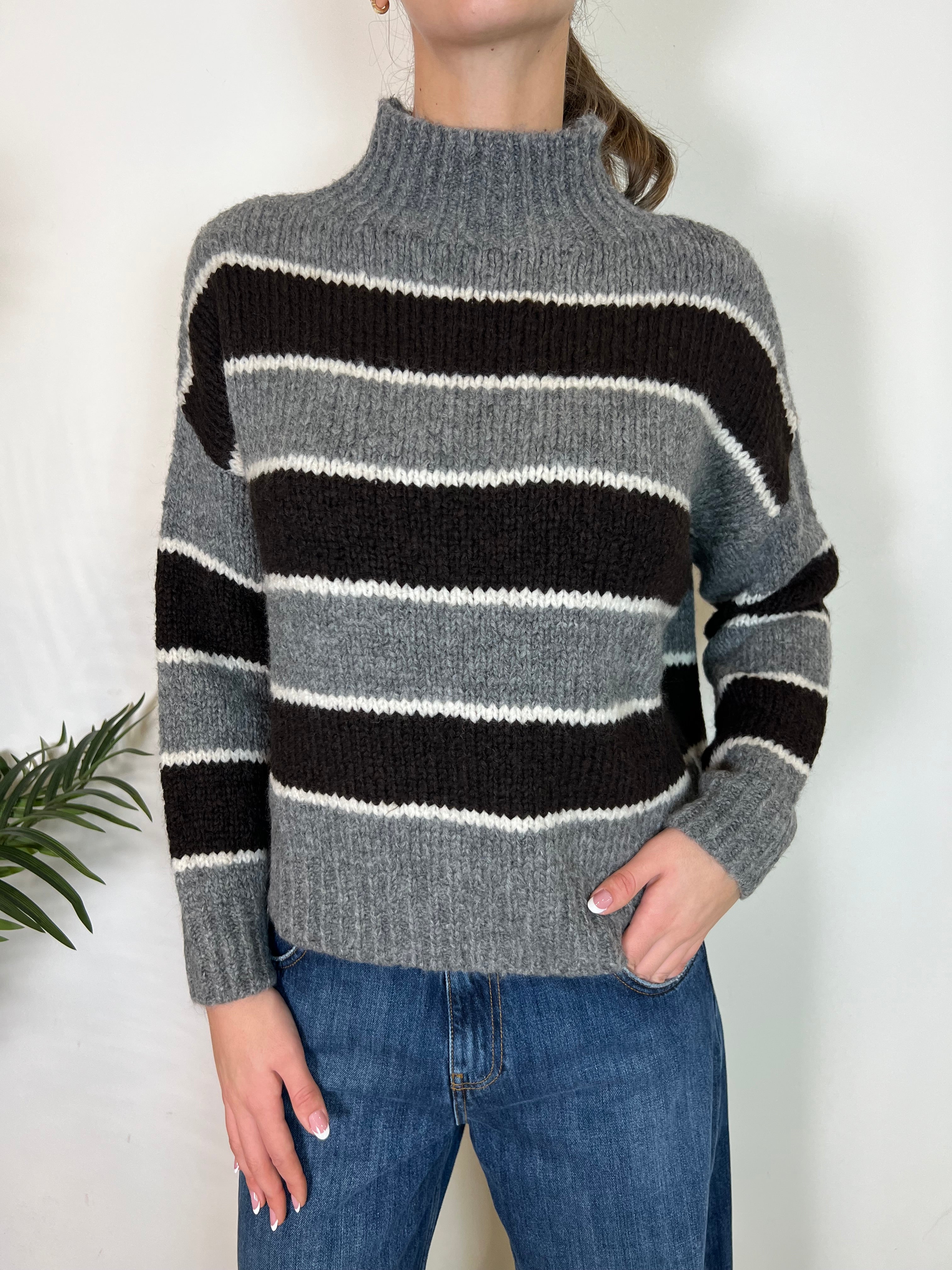 Maglia collo in piedi a righe - TensioneIn