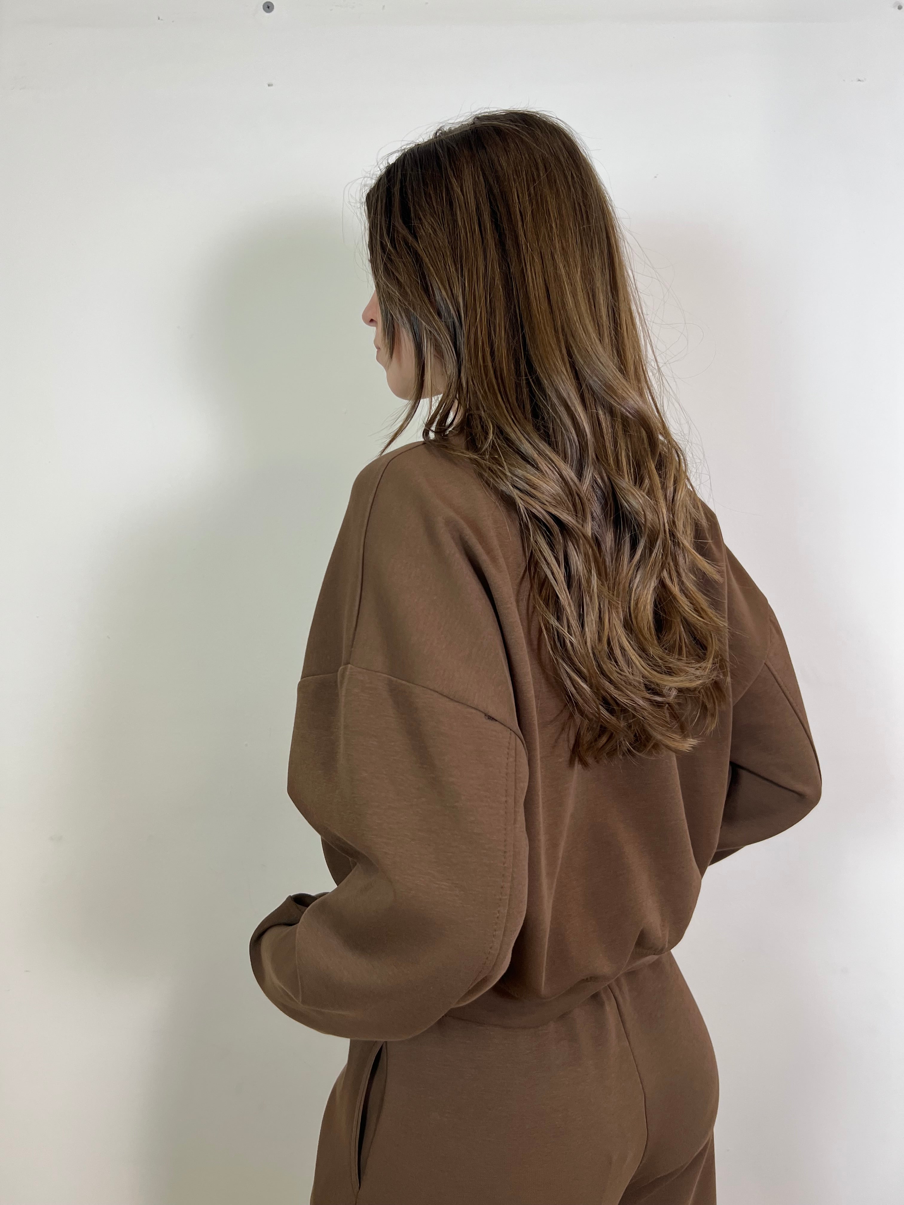 Felpa girocollo crop - Haveone