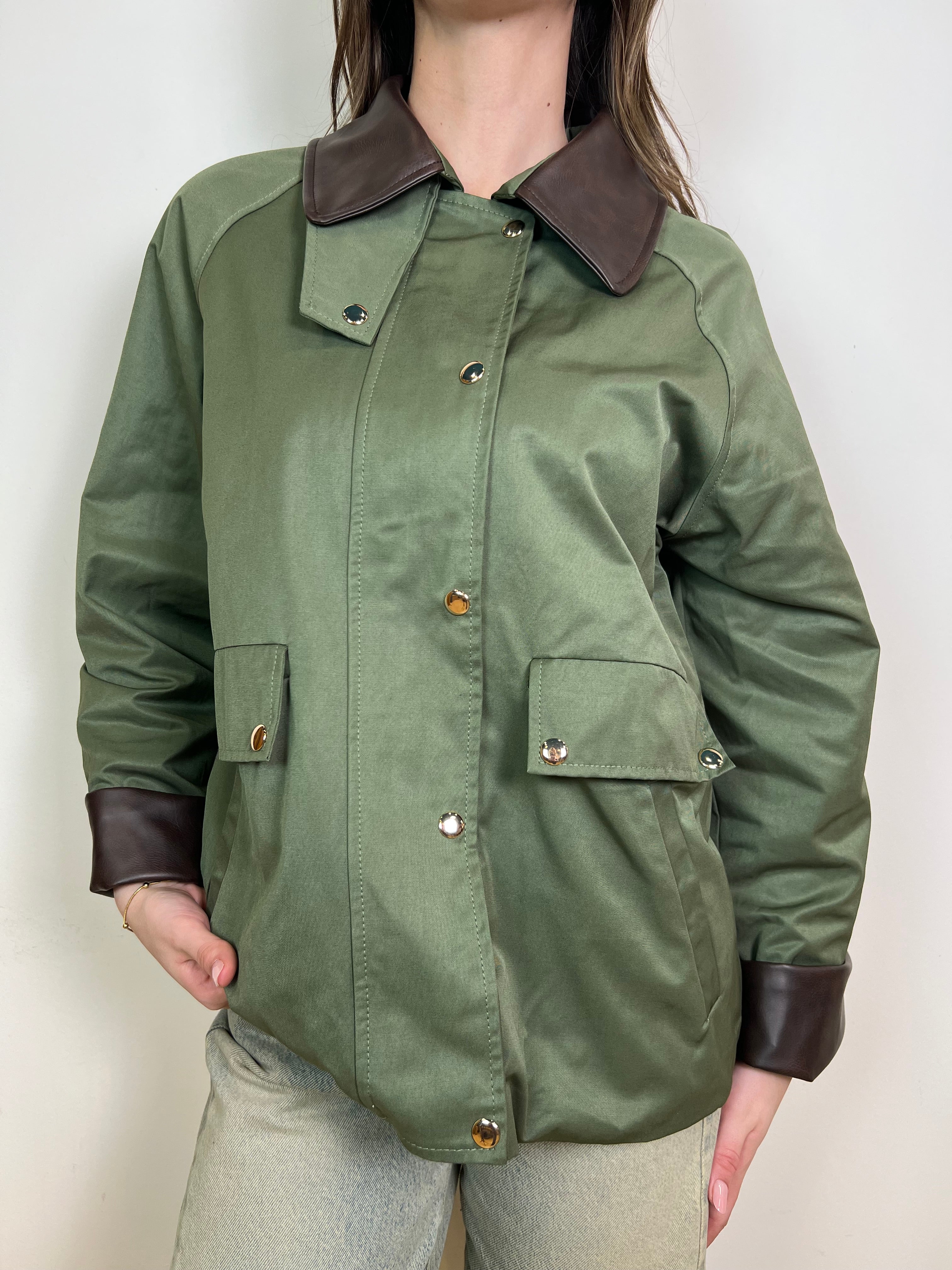 Giacca cotone colletto ecopelle - Vicolo