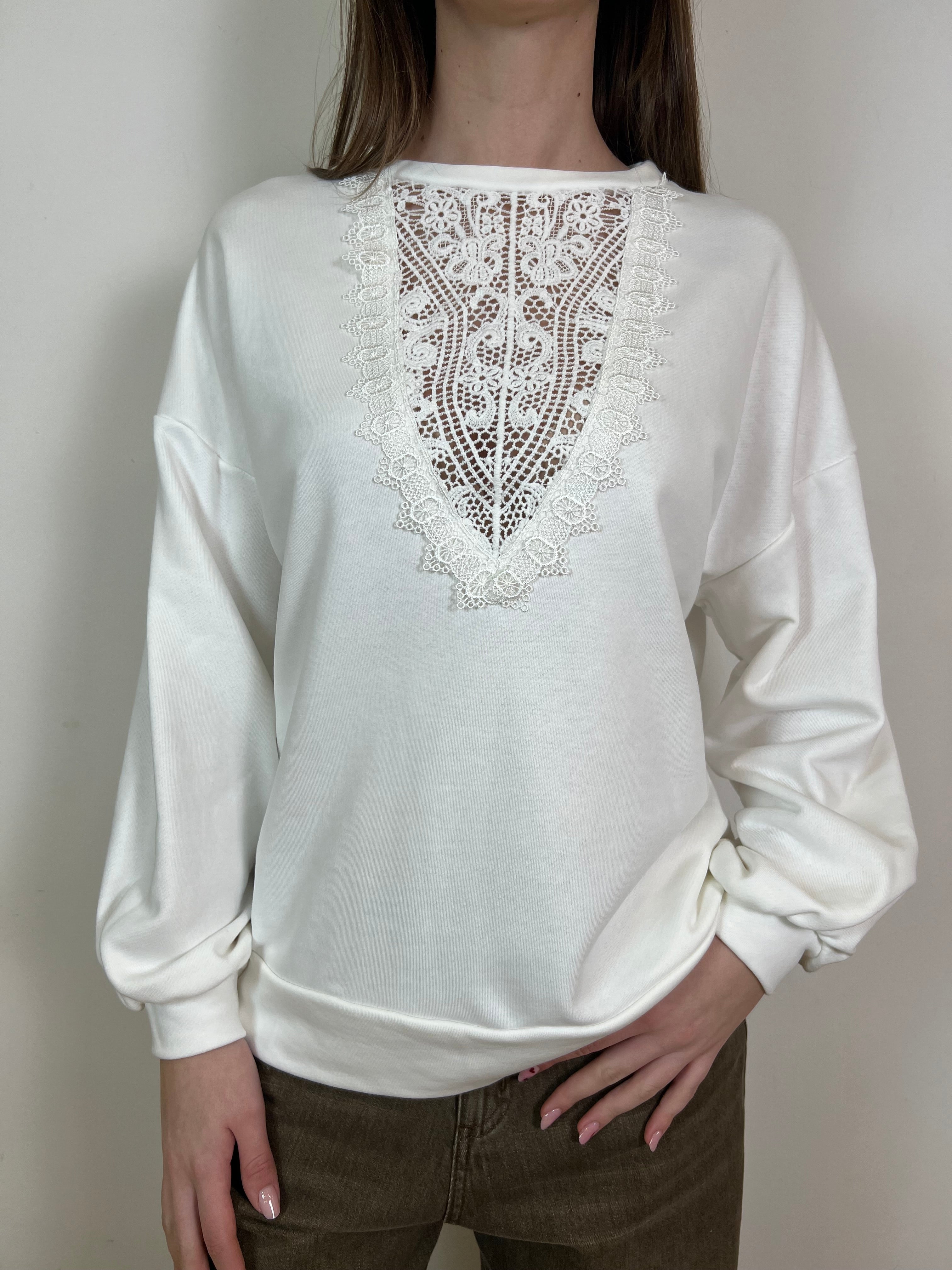 Felpa inserto pizzo - Haveone