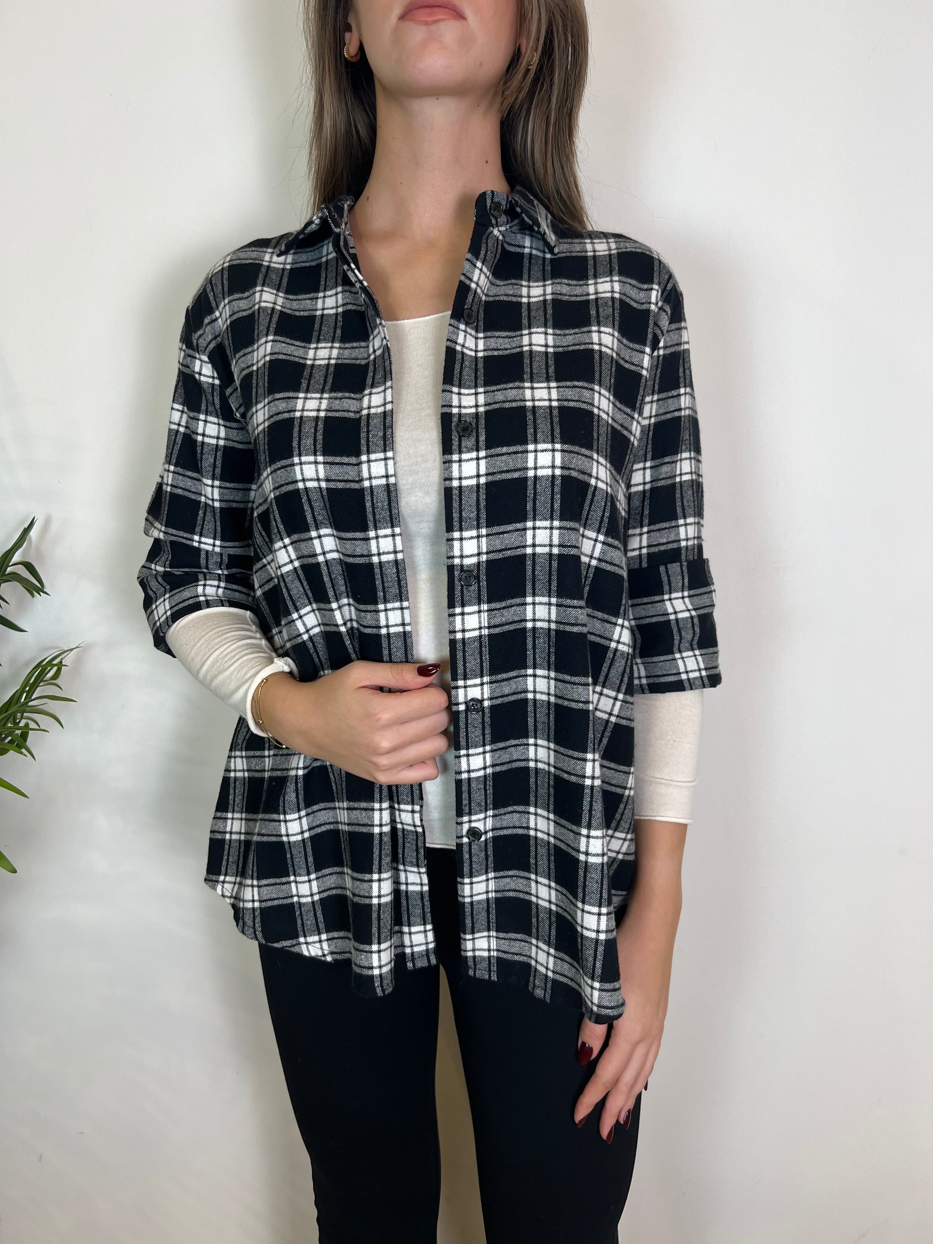 Camicia check bianca e nera - Haveone