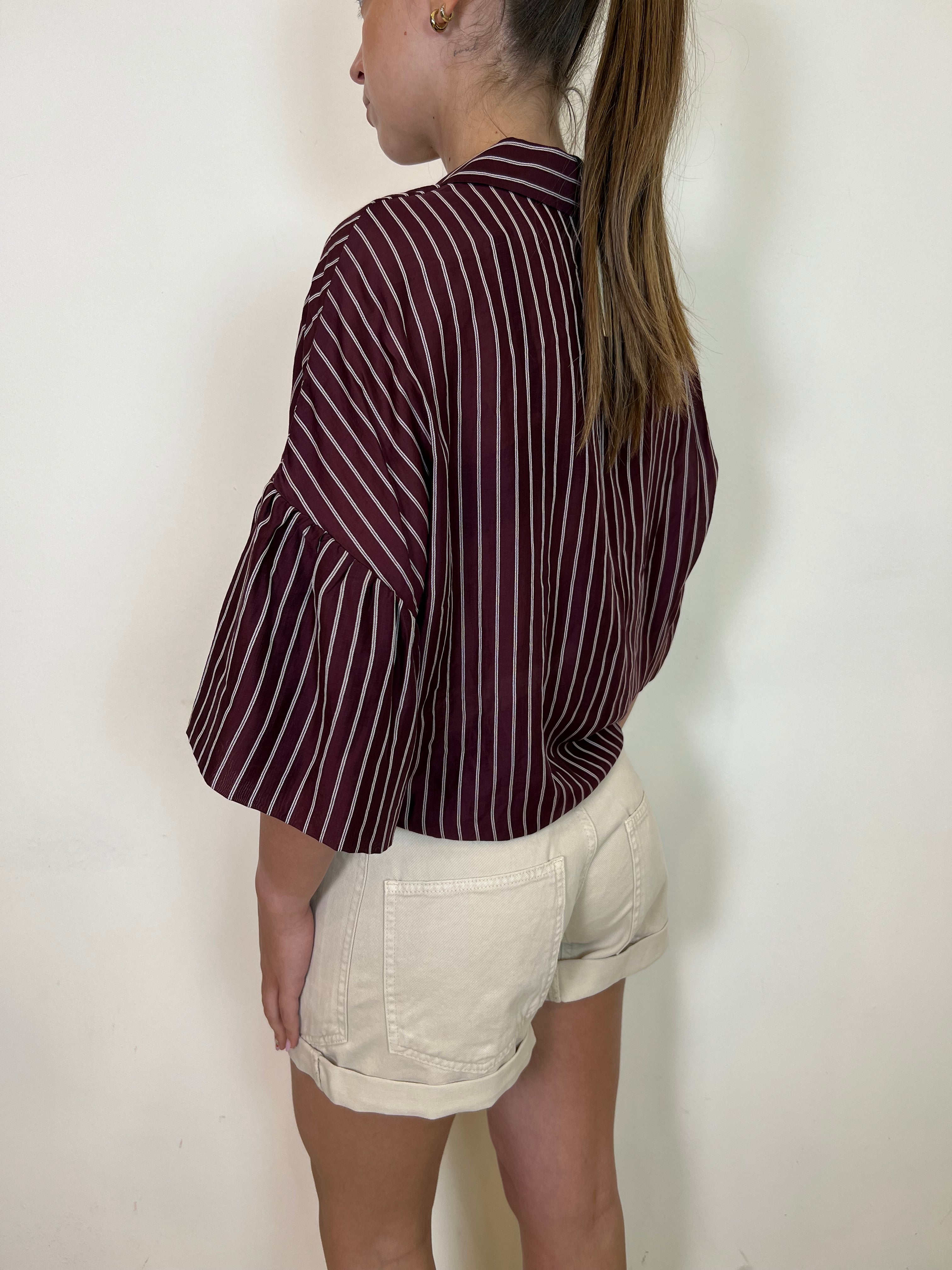 Camicia righe manica corta con volant - Vicolo
