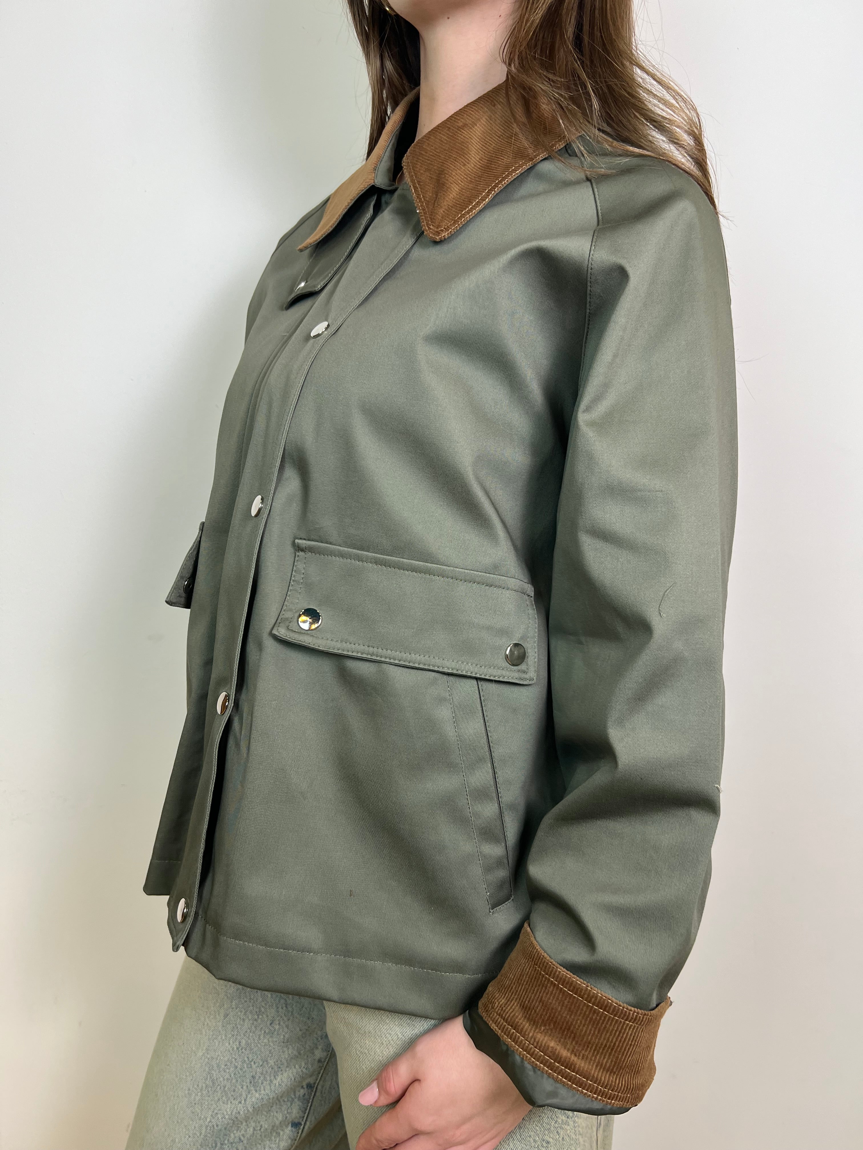 Giacca cotone colletto ecopelle - Vicolo