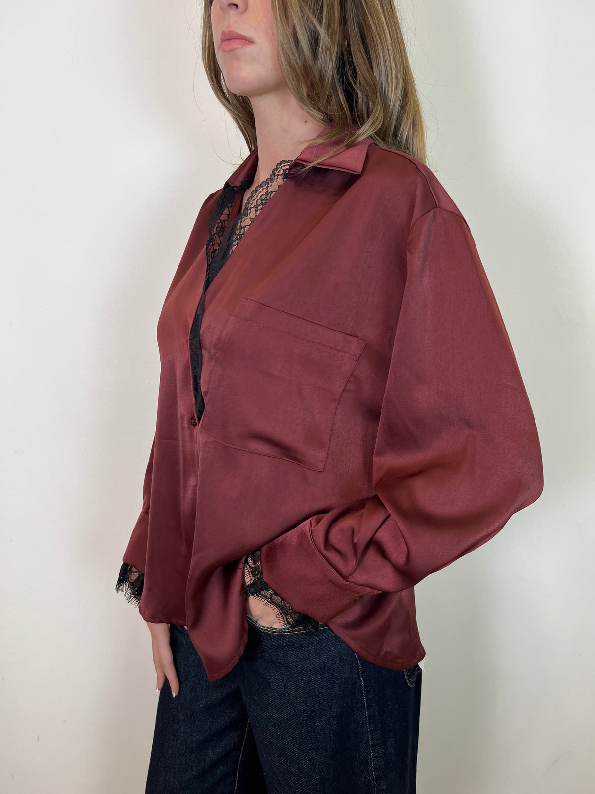 Camicia raso e pizzo - Haveone