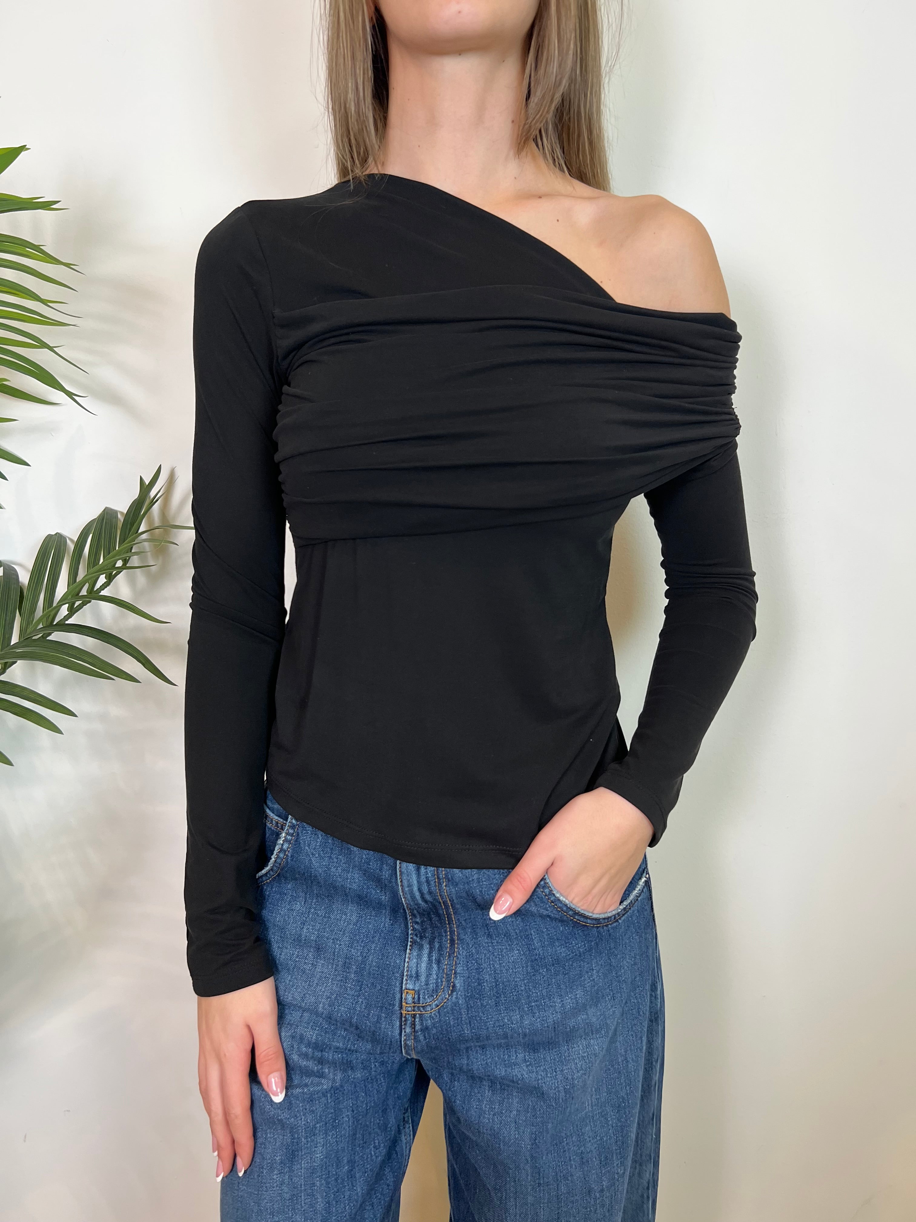 Maglia asimmetrica drappeggio - Haveone