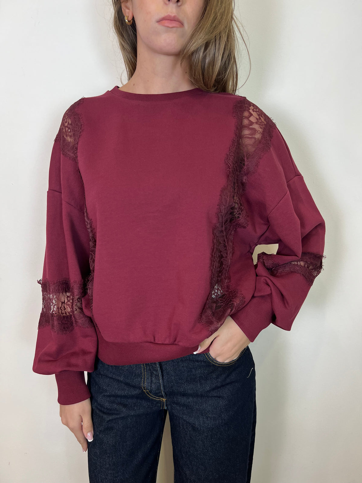 Felpa inserti pizzo - Haveone