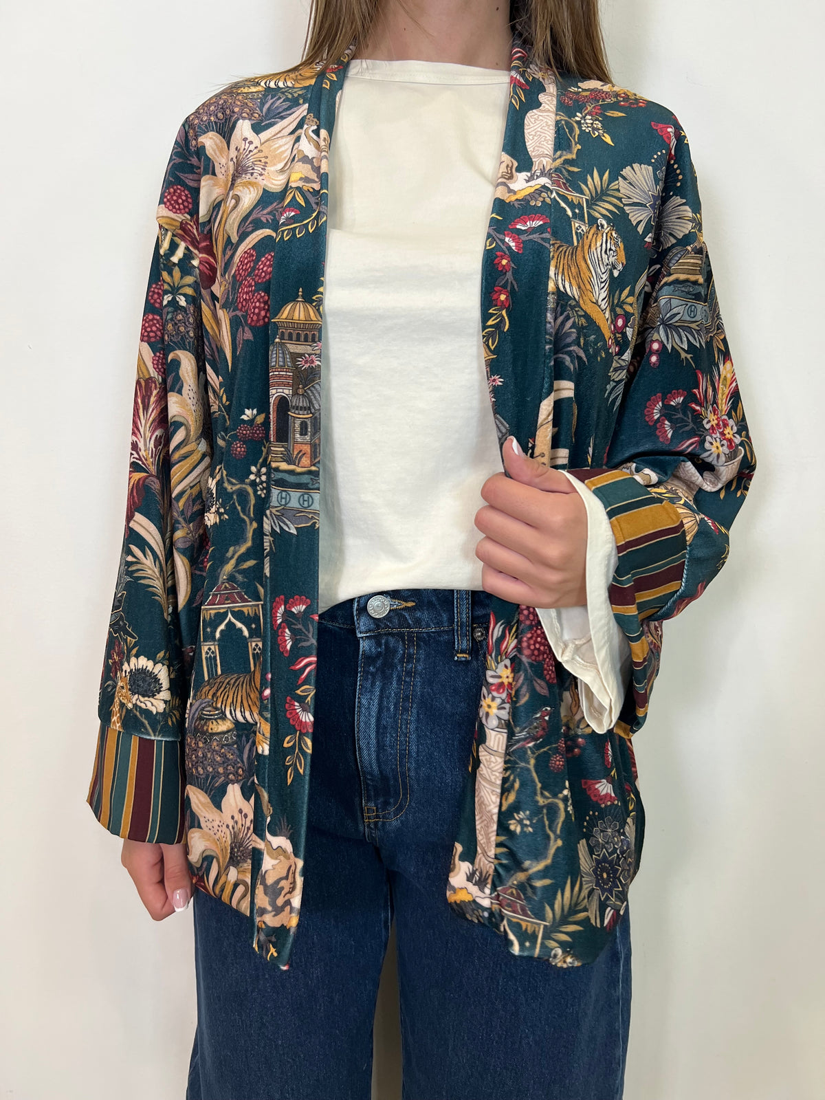 Kimono ciniglia “Nomad” verde - Haveone