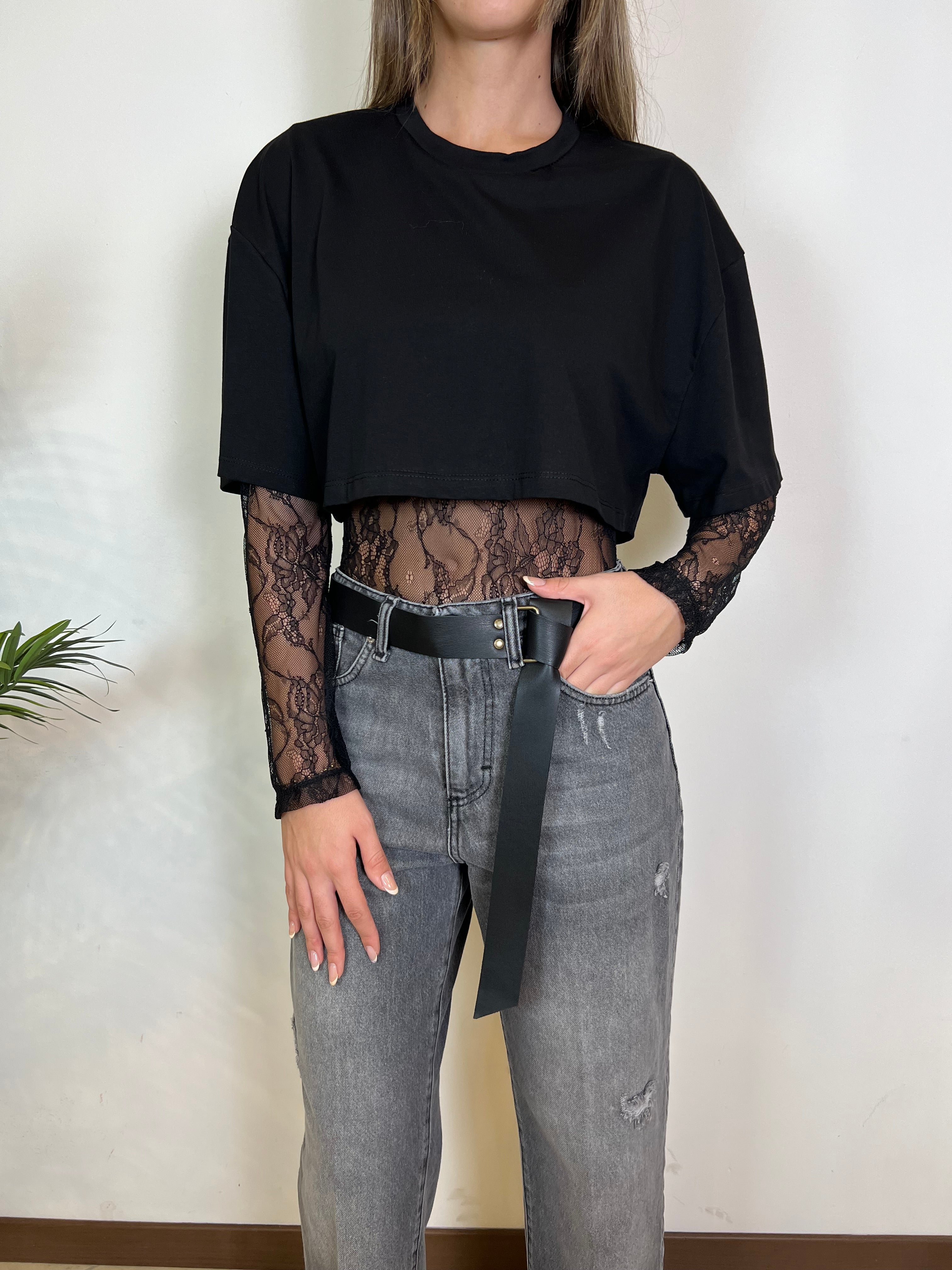 Body pizzo con t-shirt - Haveone