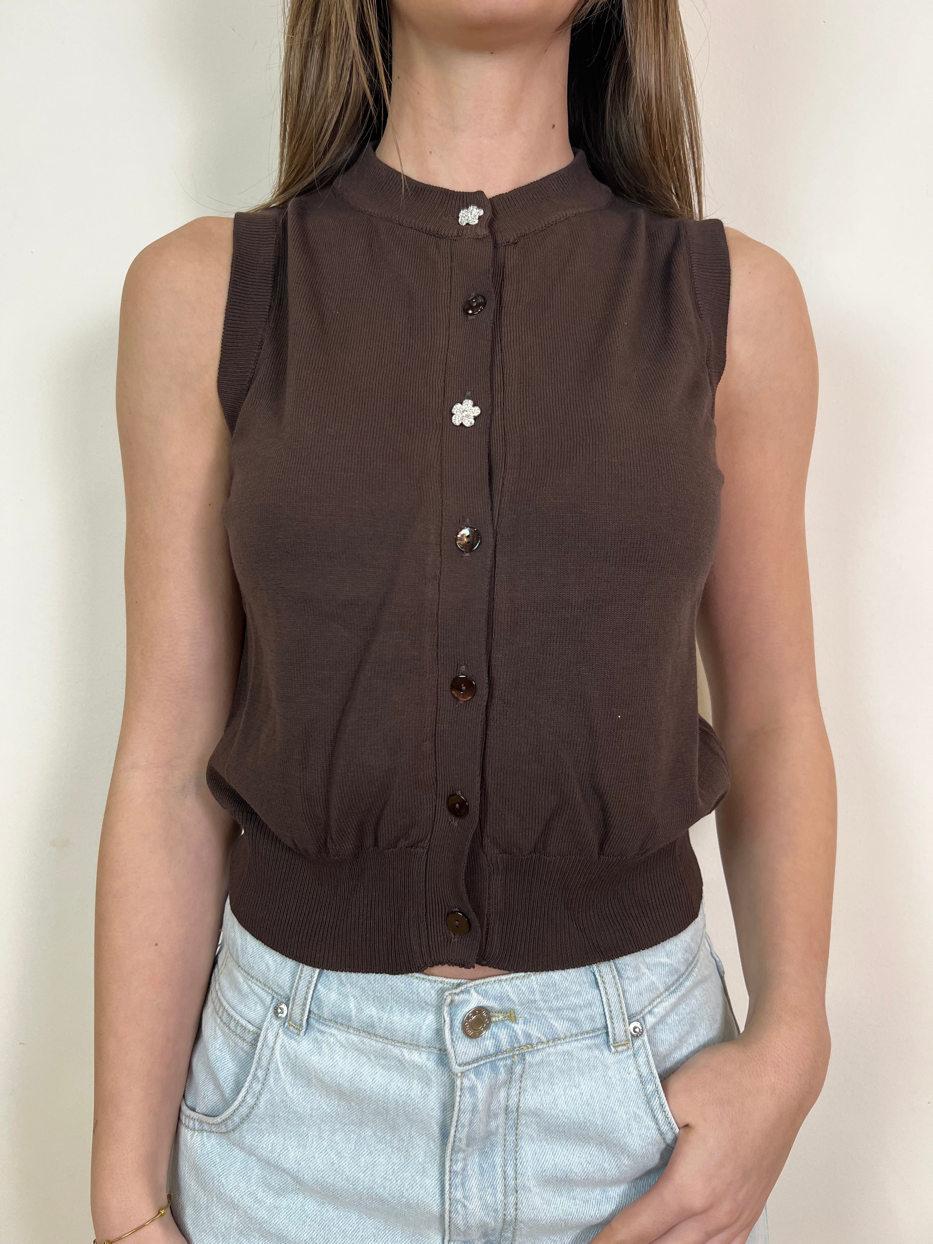 Gilet girocollo bottoncini gioiello - Vicolo