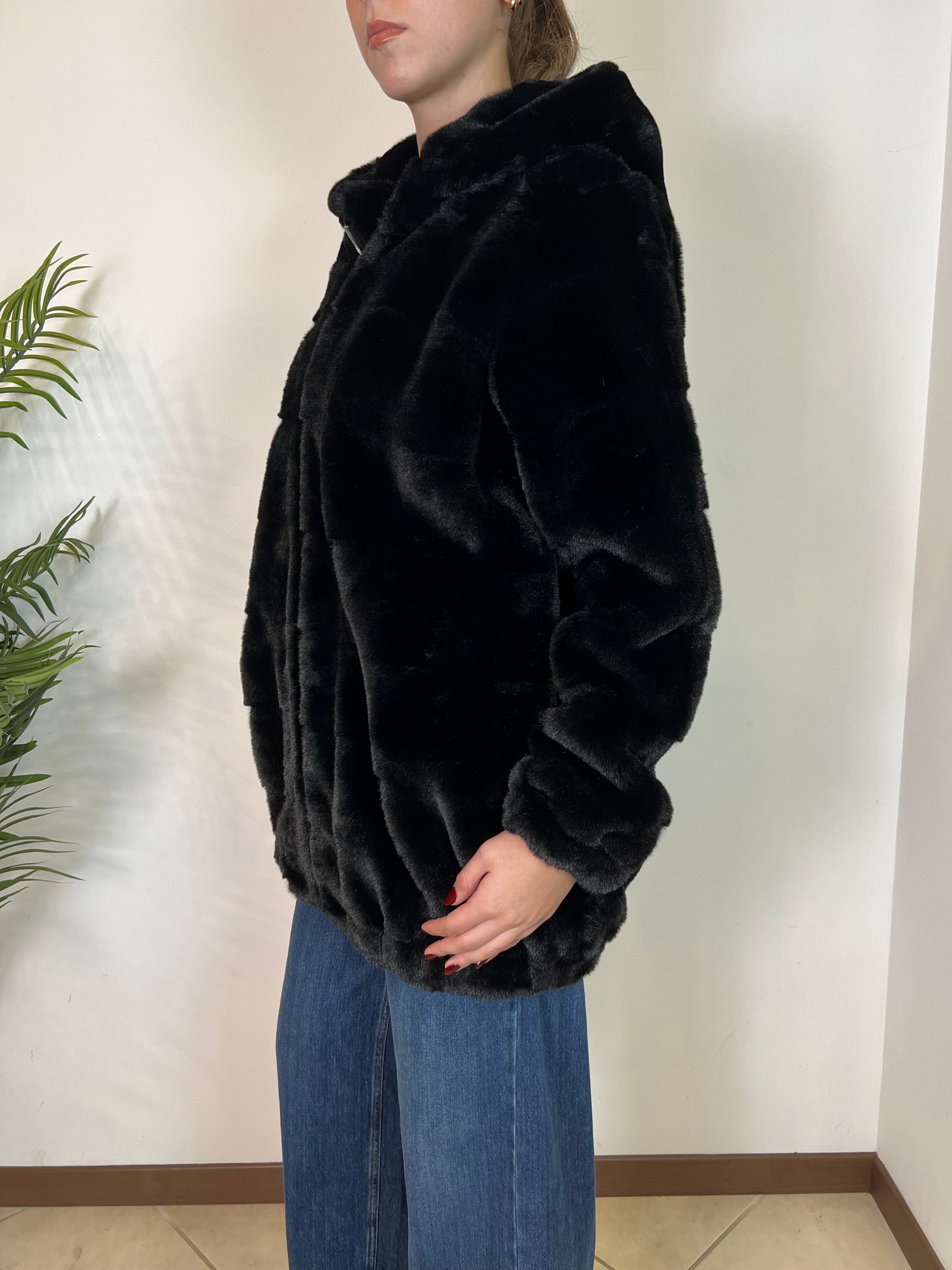 Ecopelliccia lunga cappuccio - Gio Cellini