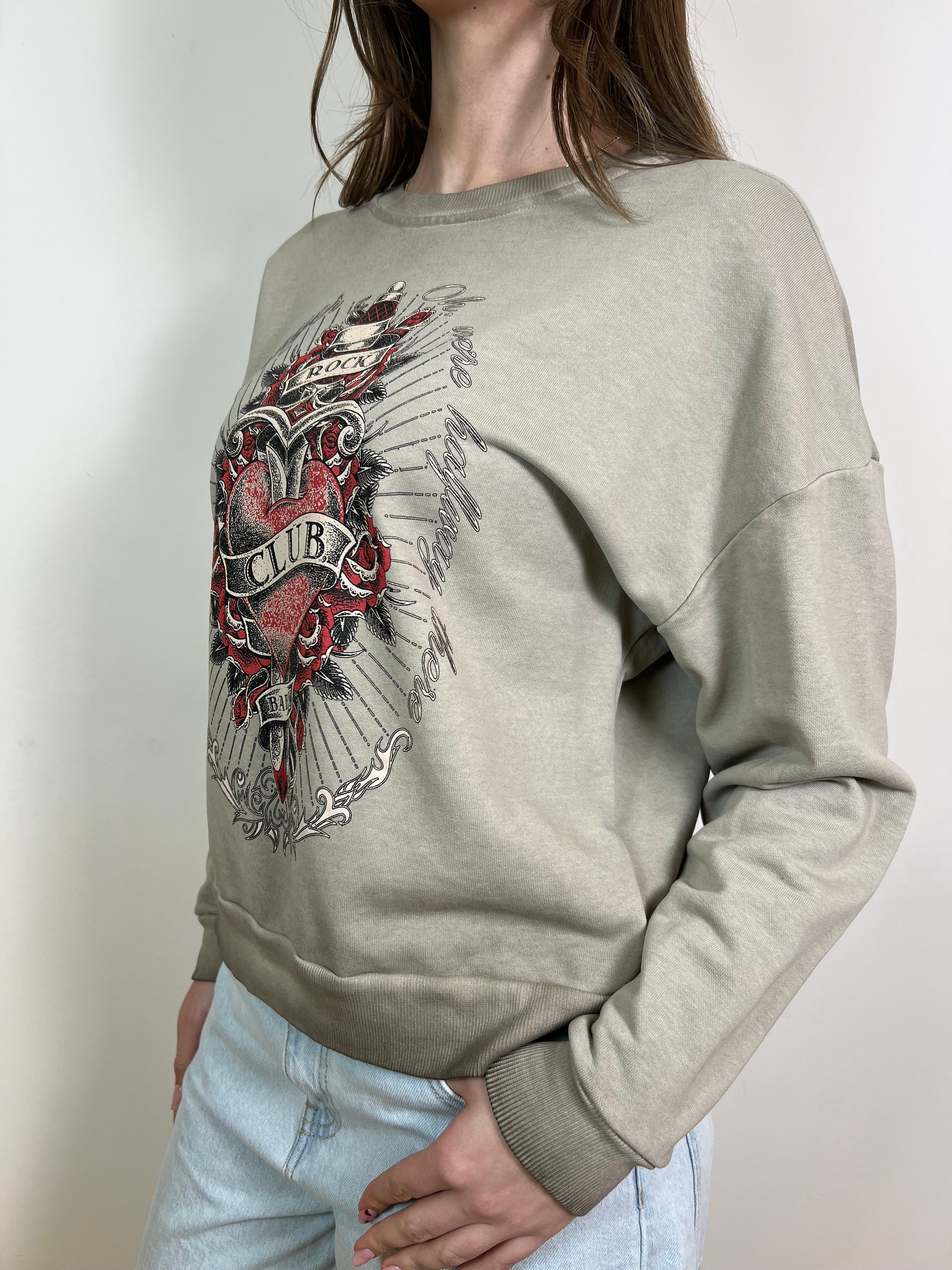 Felpa stone wash cuore - Haveone