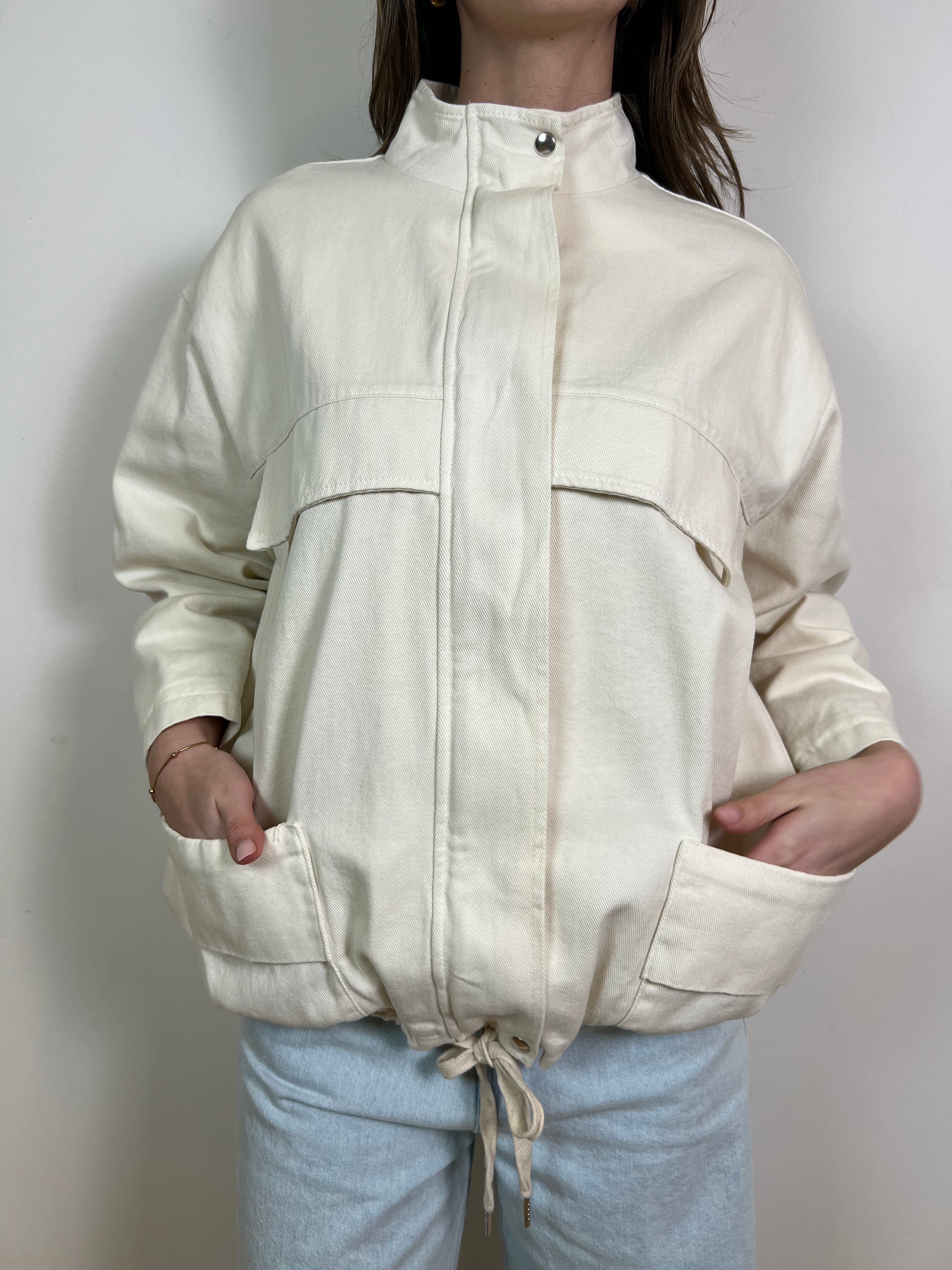 Giacca bomber denim bianco - Haveone