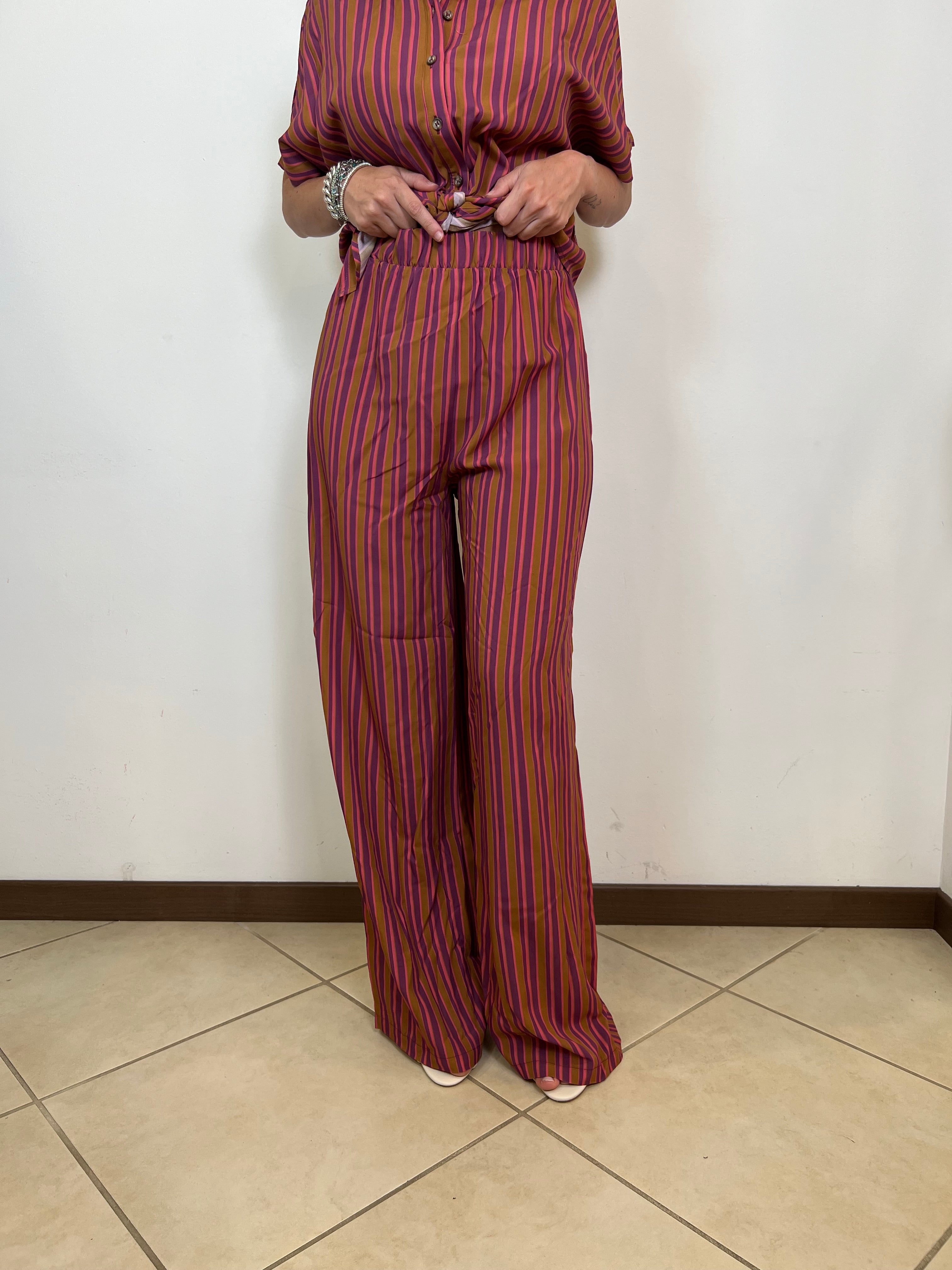 Pantalone morbido righe elastico - Haveone