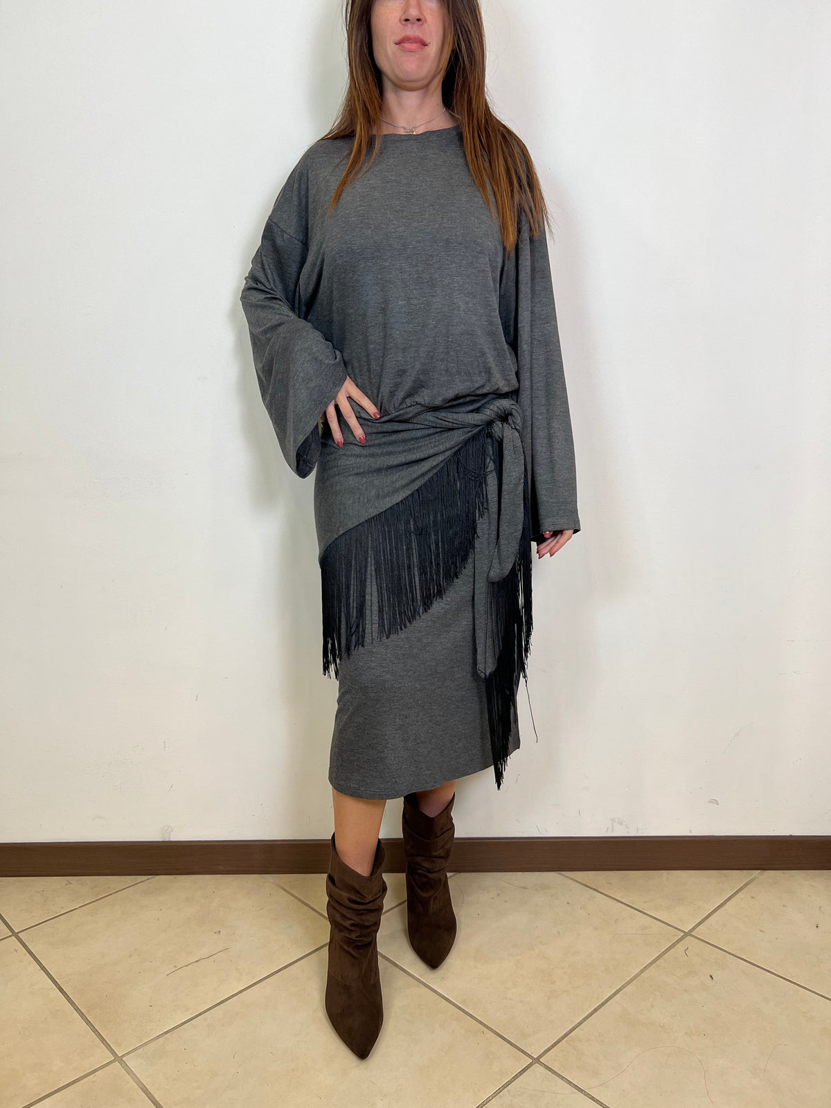 Abito midi bandana frange - Tensione In