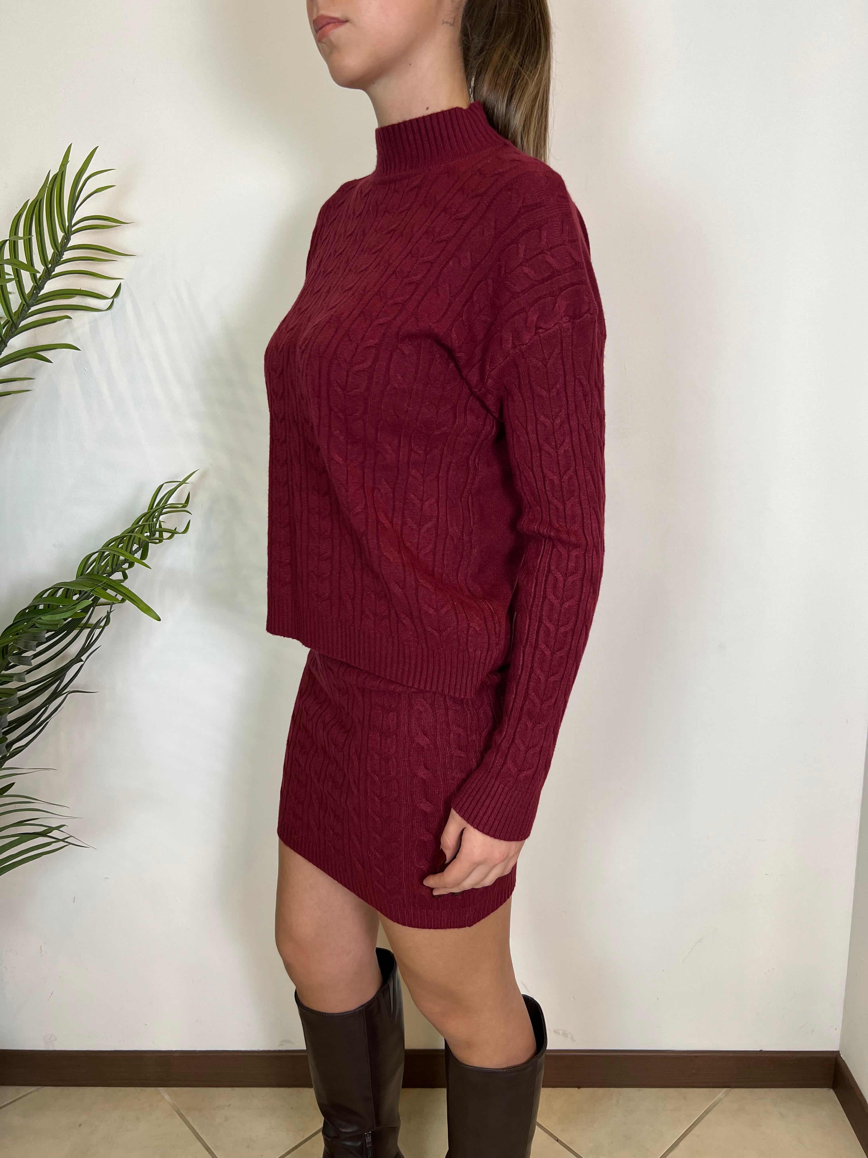 Coordinato maglia treccia e gonna - Haveone