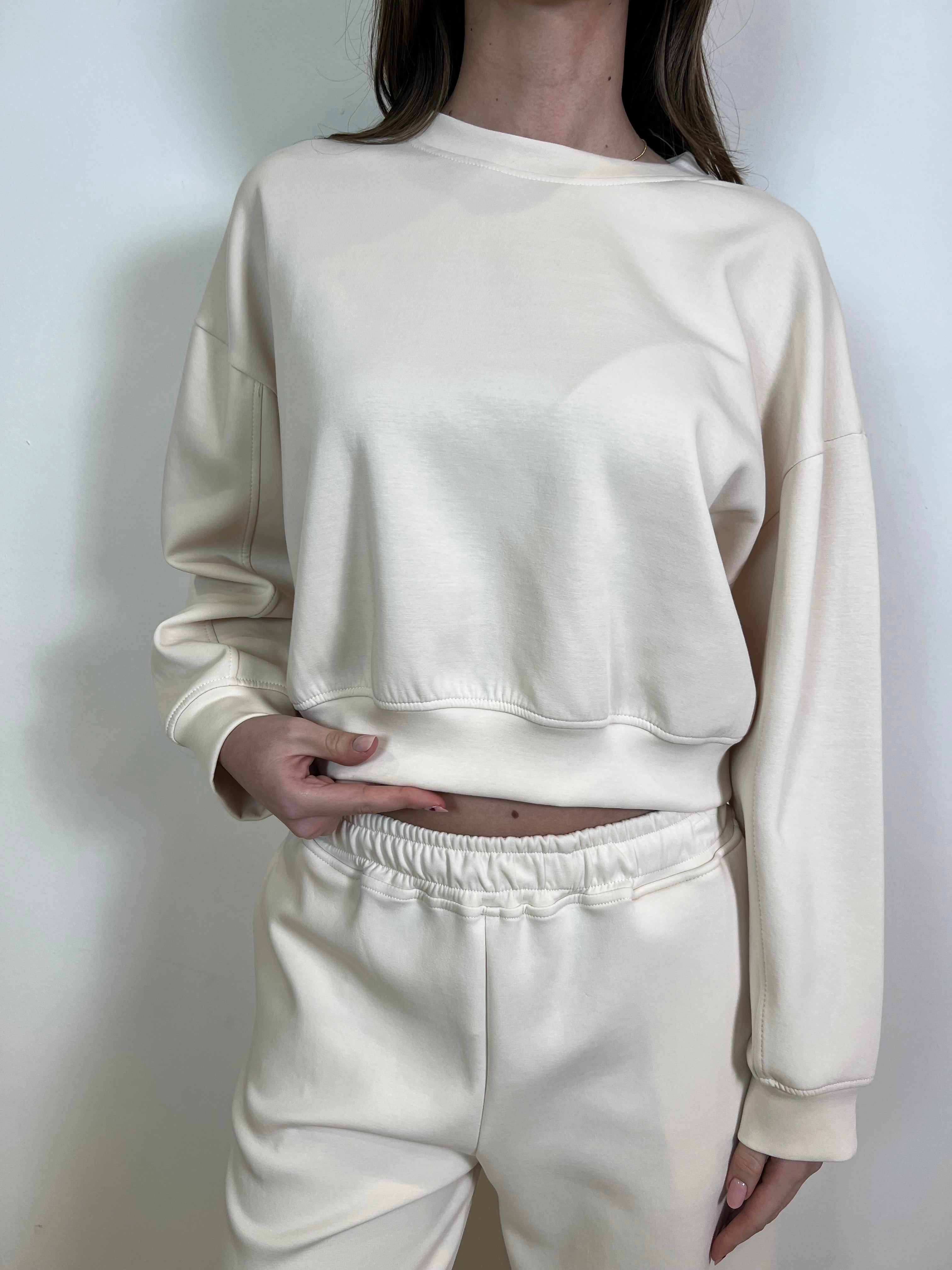 Felpa girocollo crop - Haveone
