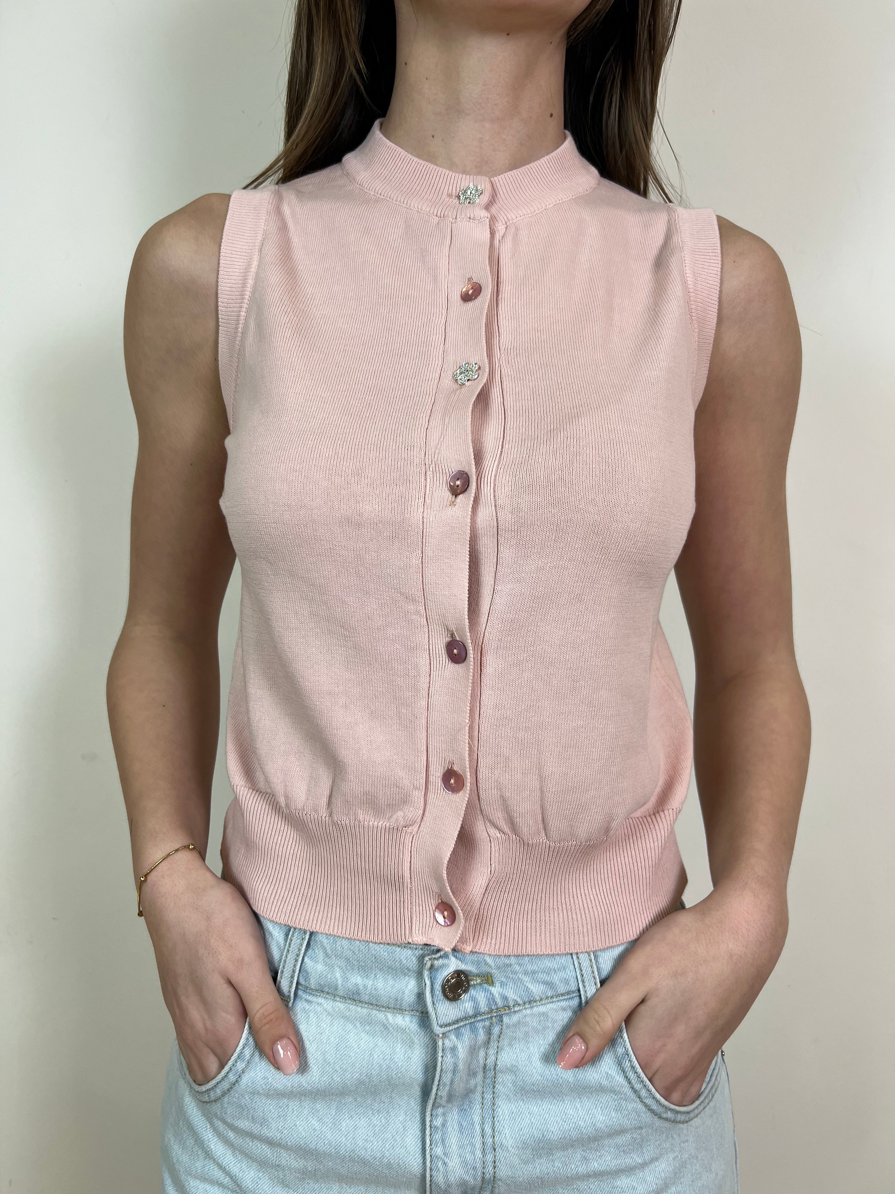 Gilet girocollo bottoncini gioiello - Vicolo