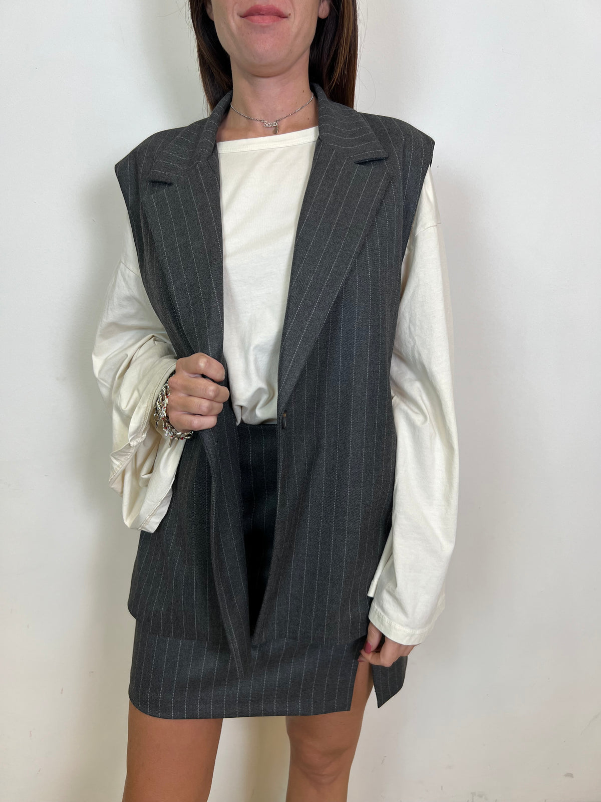 Gilet lungo gessato - Tensione In