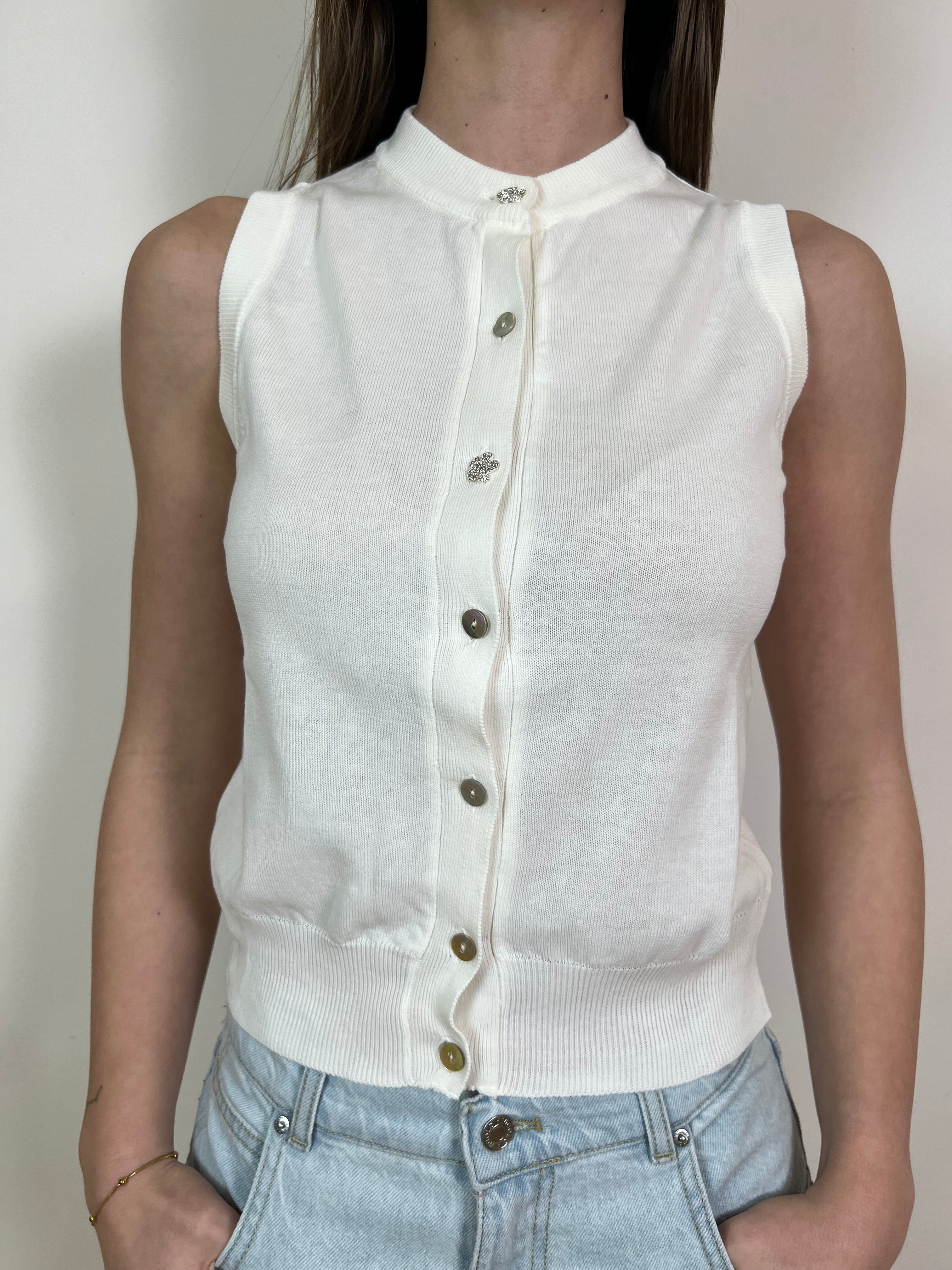 Gilet girocollo bottoncini gioiello - Vicolo