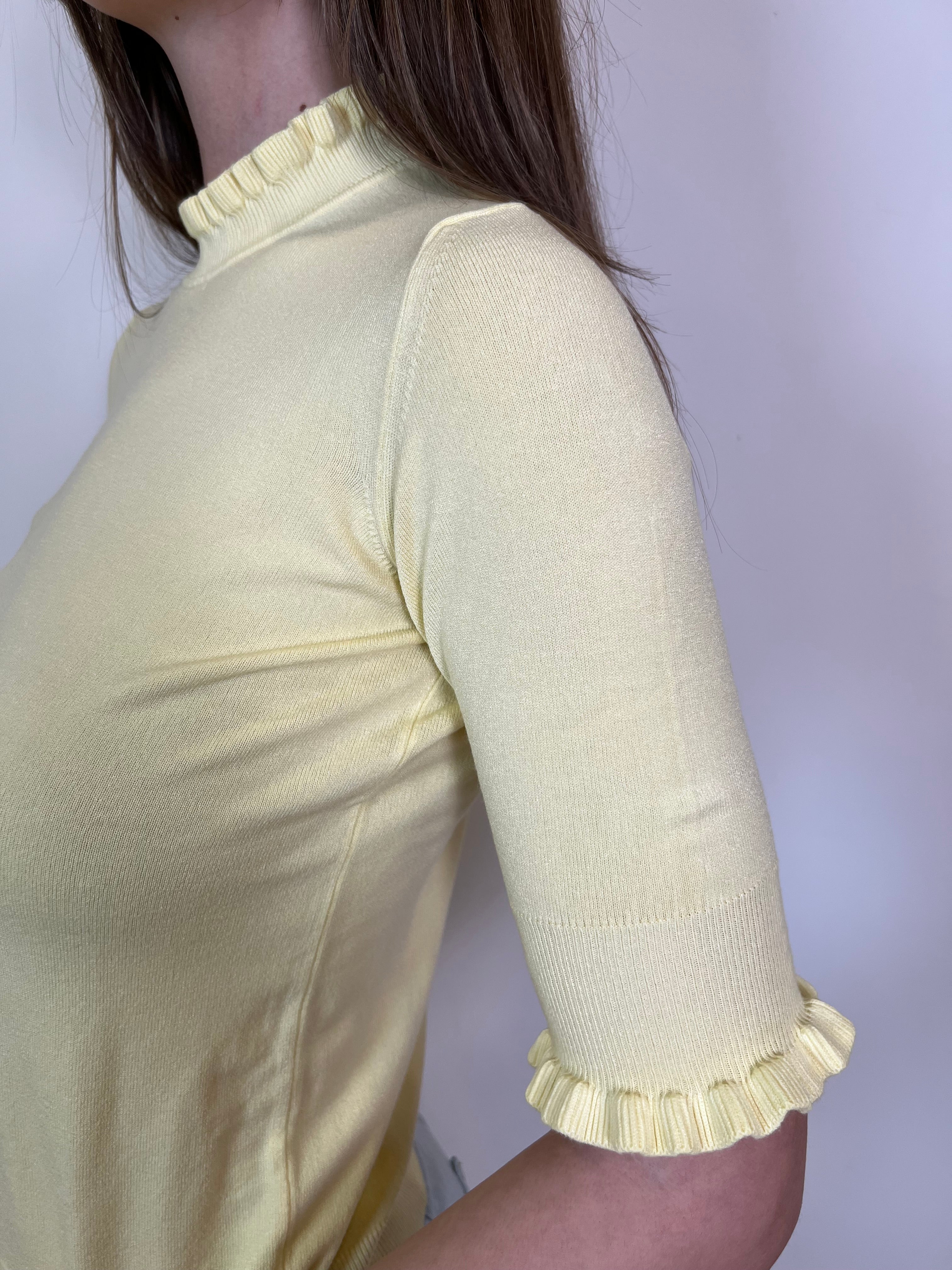 Maglia collo e maniche tre quarti rouches - Haveone