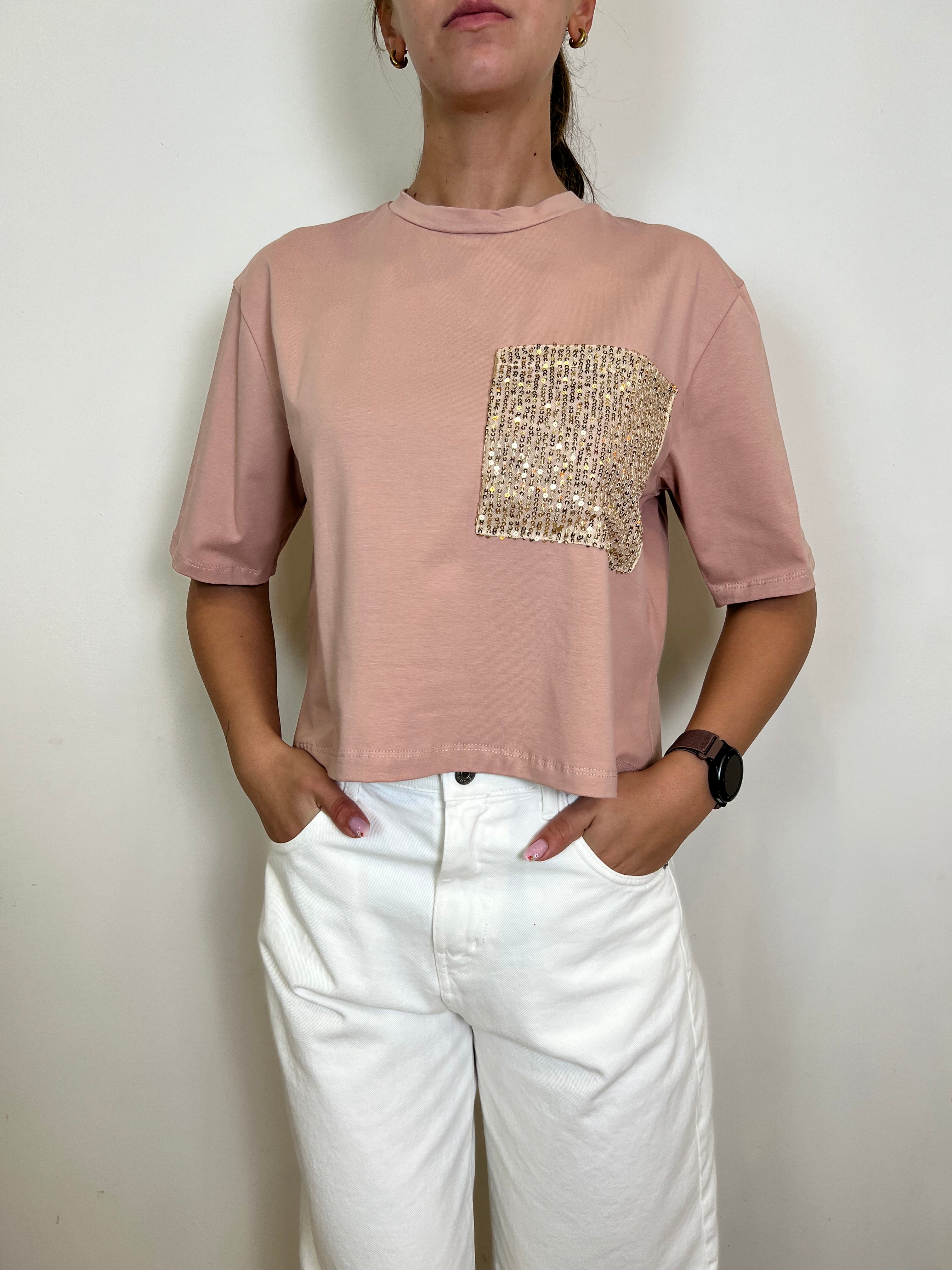 T-shirt taschino paillettes - Haveone