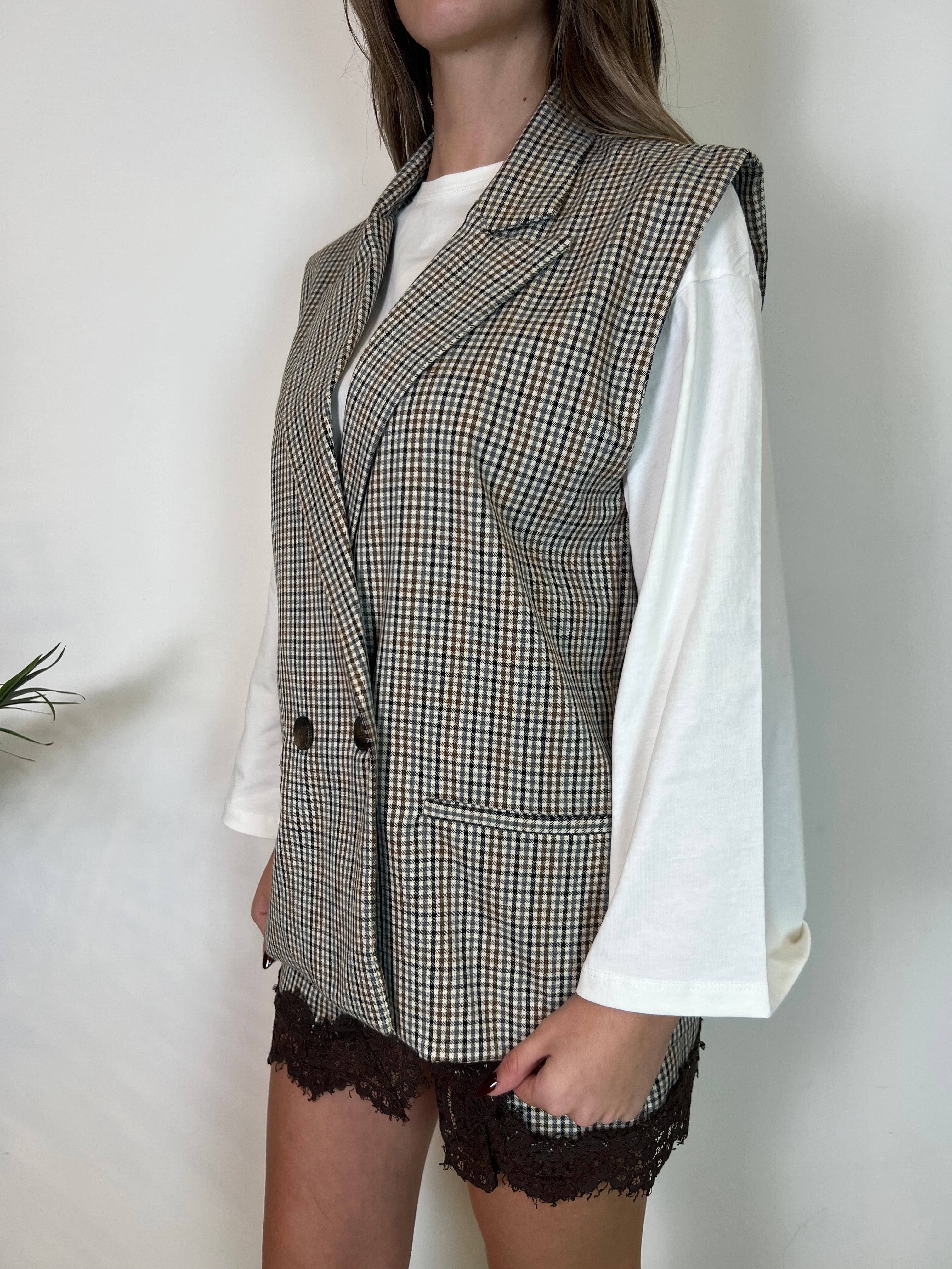 Gilet quadretti over - Haveone