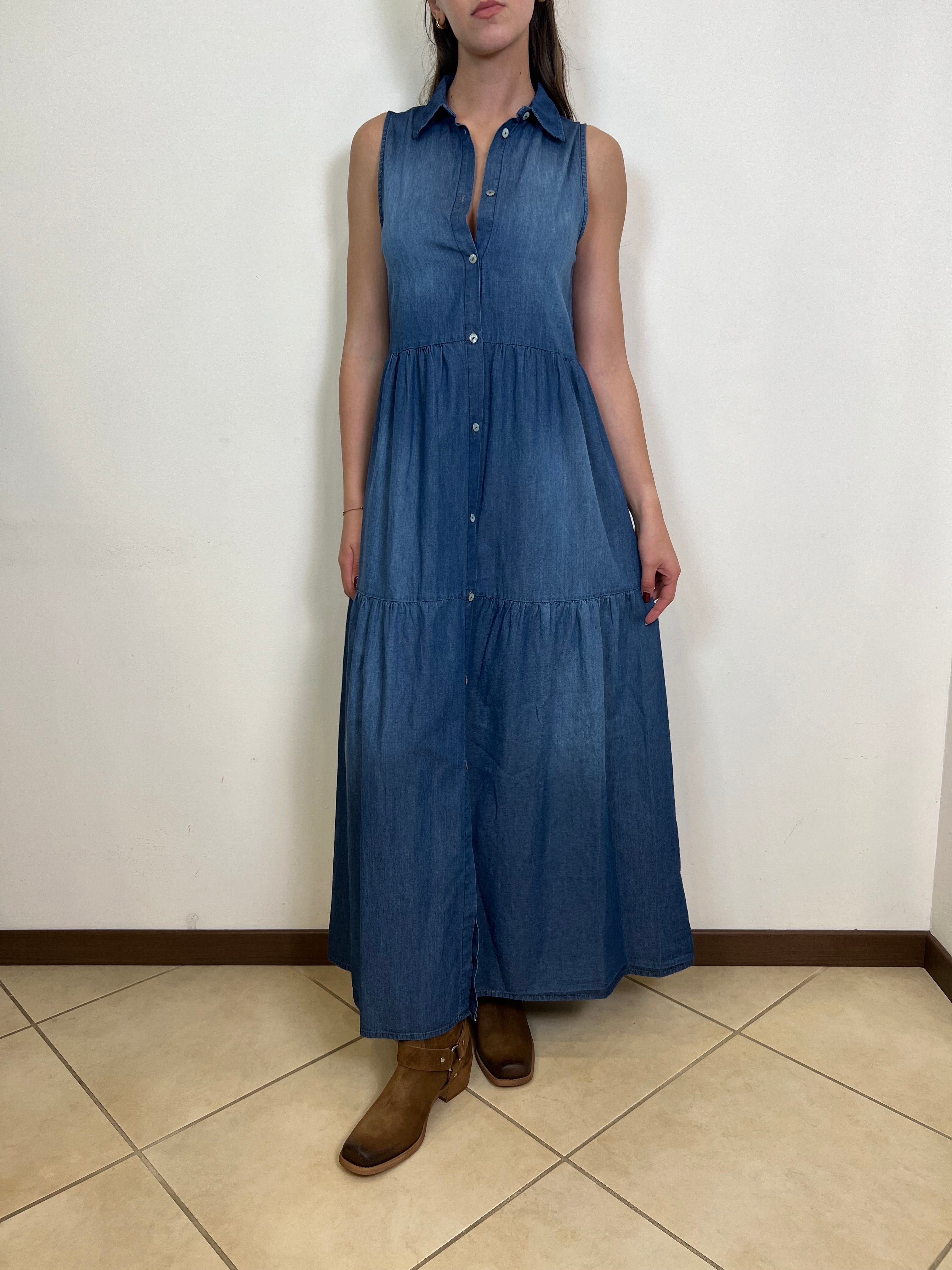 Chemisier lungo chambray smanicato - Haveone