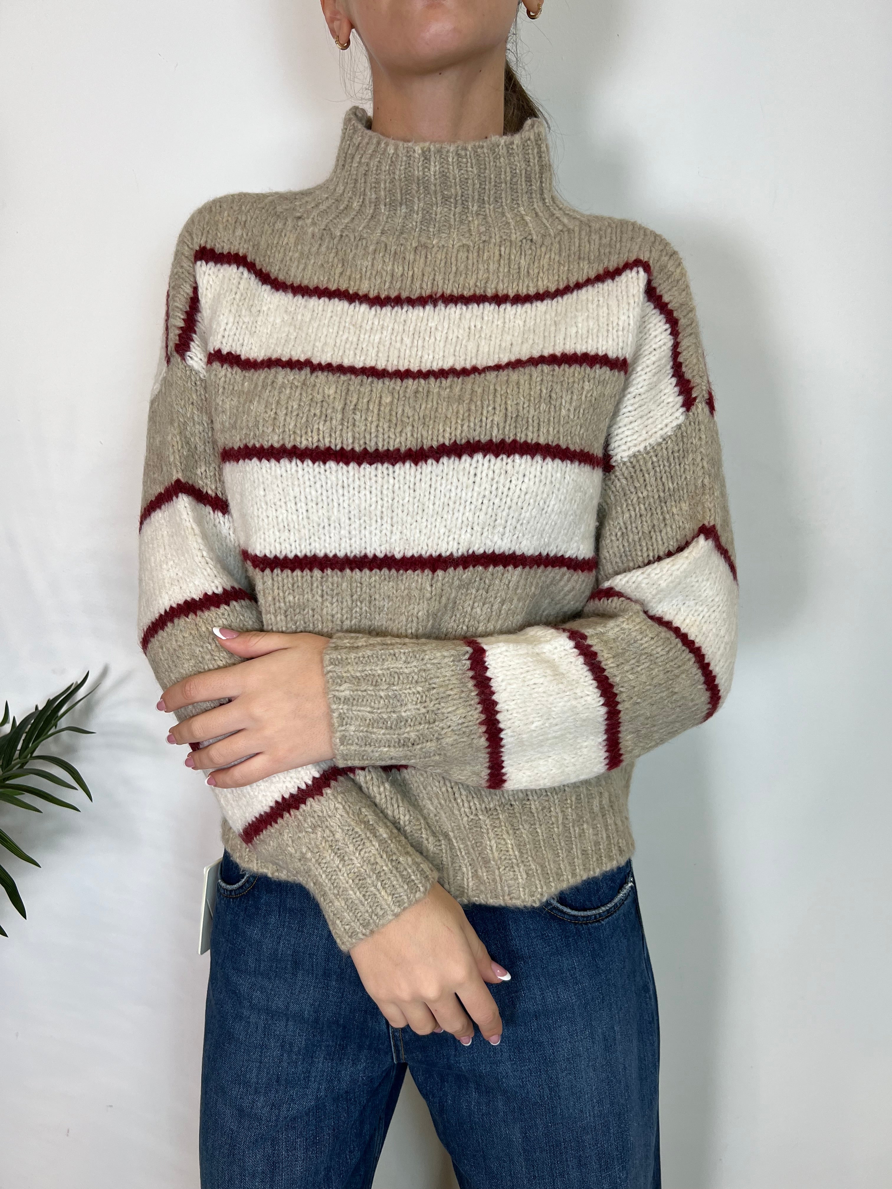 Maglia collo in piedi a righe - TensioneIn