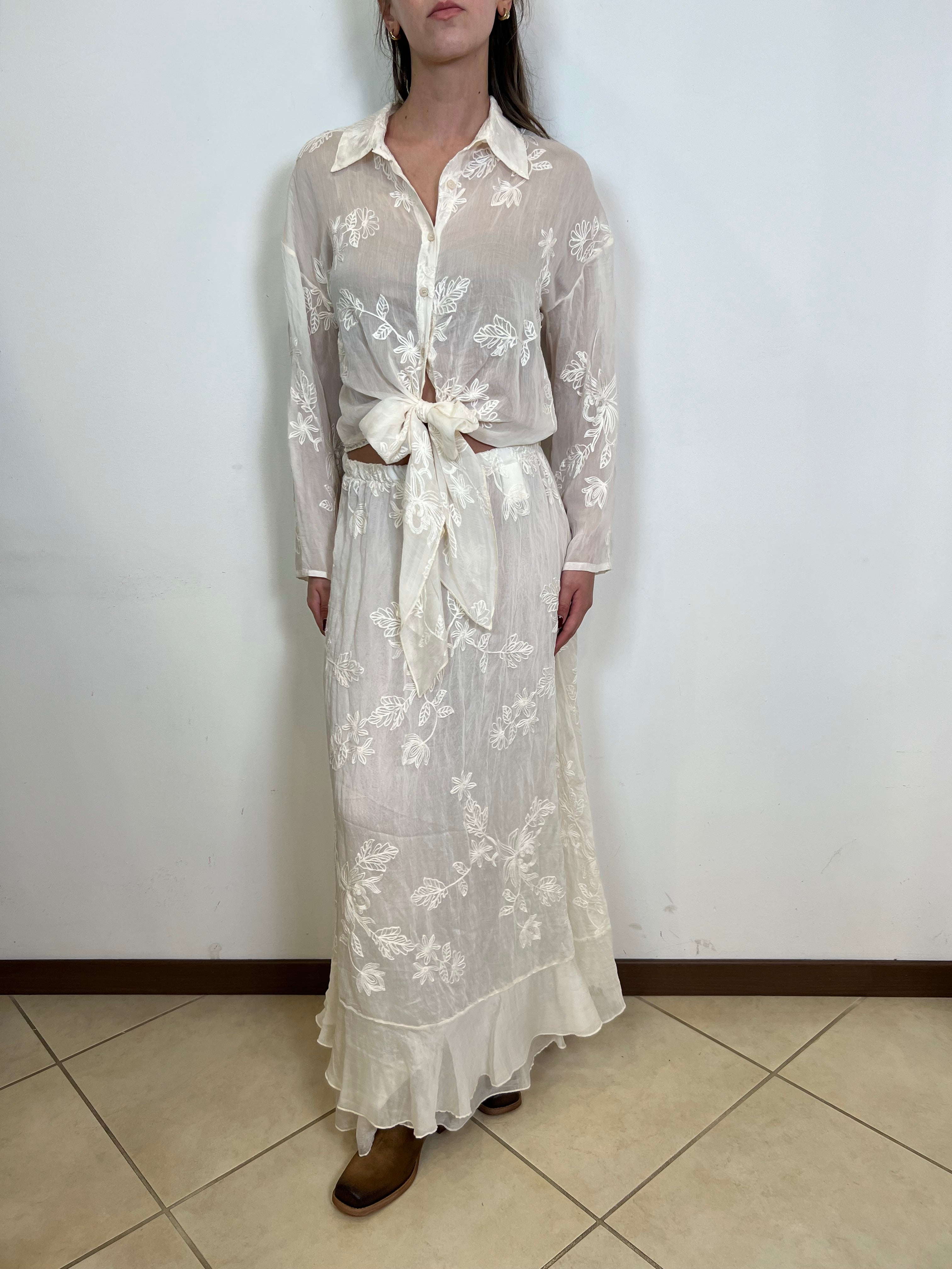 Camicia voile ricami - Haveone