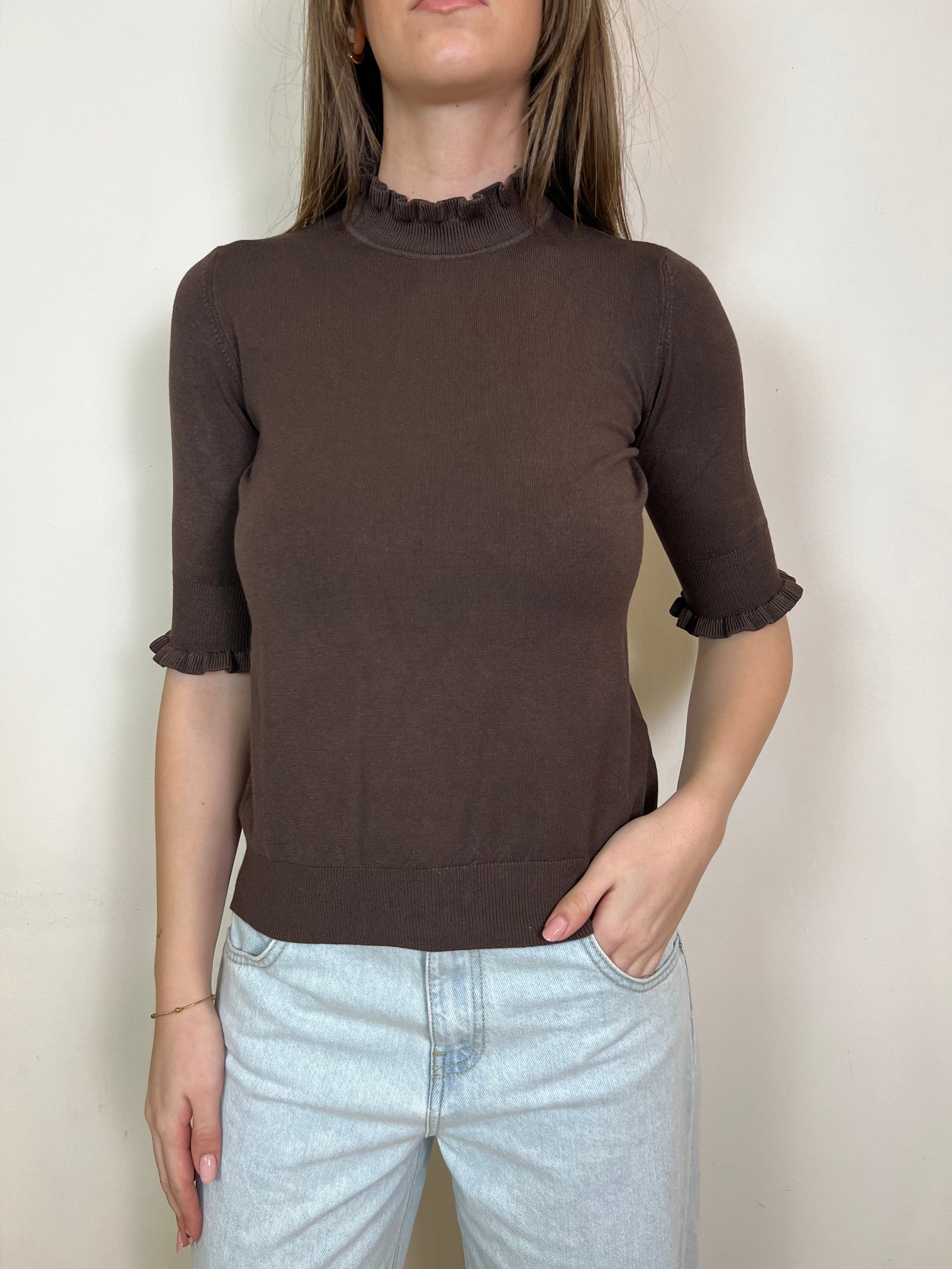 Maglia collo e maniche tre quarti rouches - Haveone
