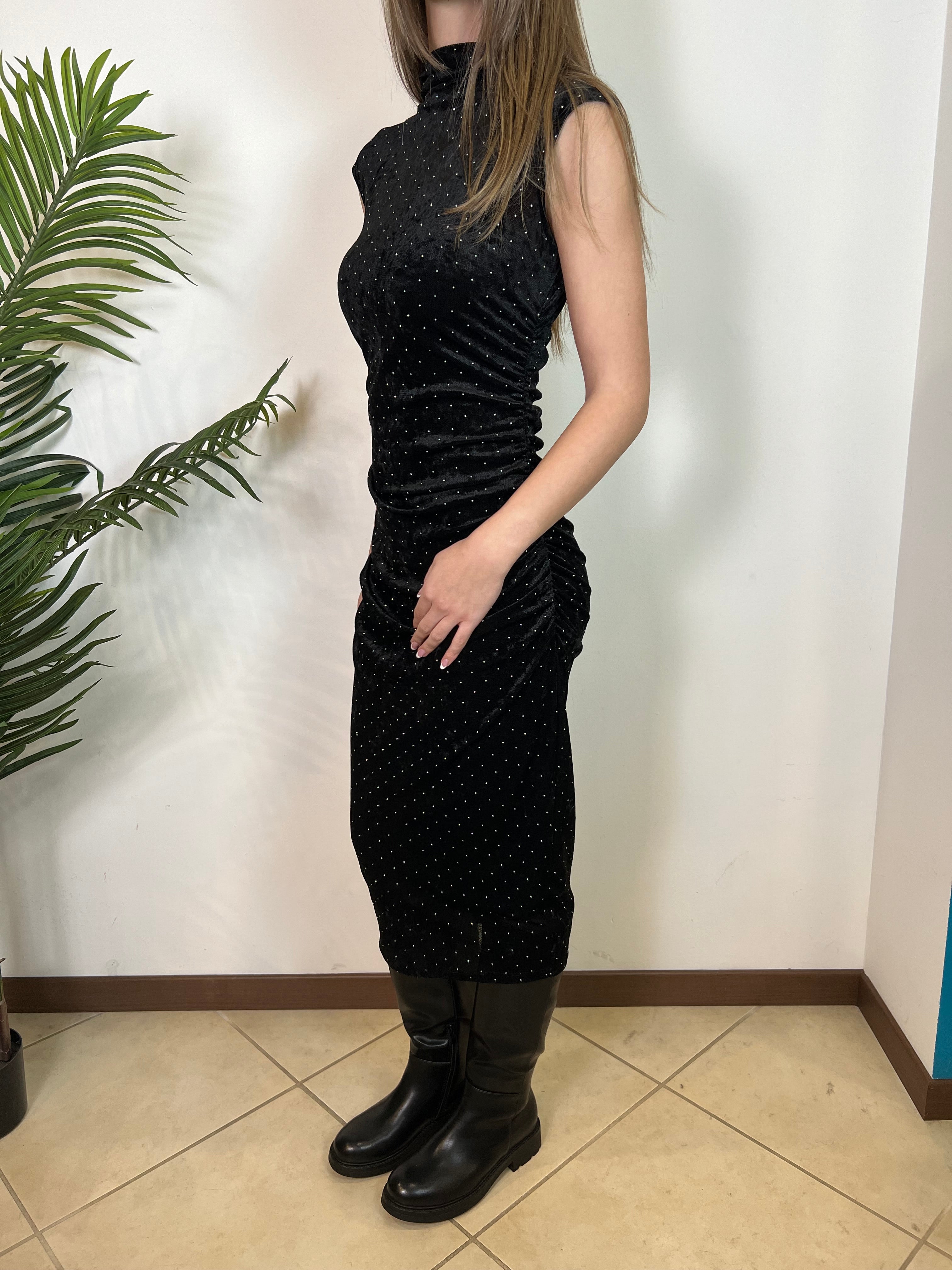 Abito lungo velluto e strass - Kontatto